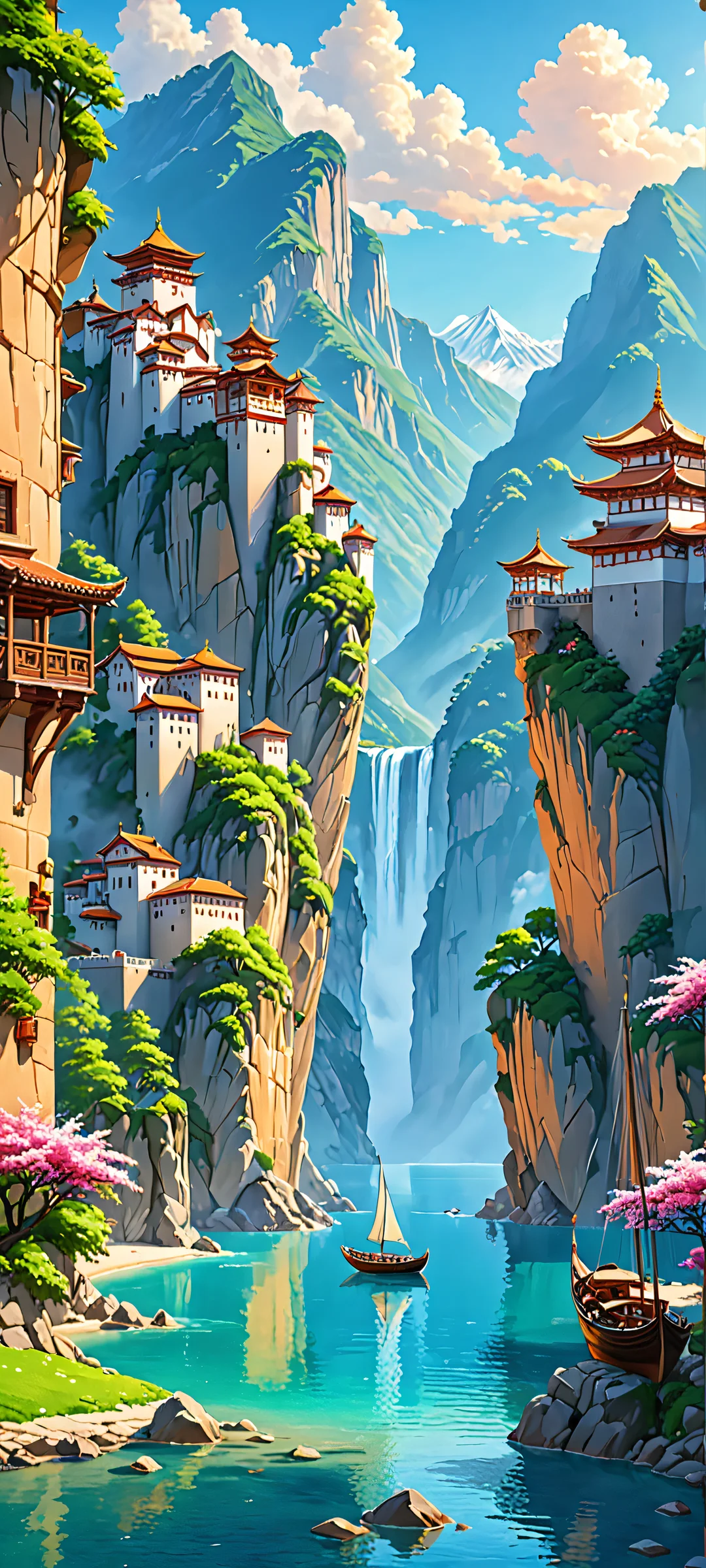 Ethereal Oasis iPhone & Android Wallpaper iPhone and Android users will be mesmerized by this breathtaking vertical mobile phone wallpaper of a serene oasis landscape