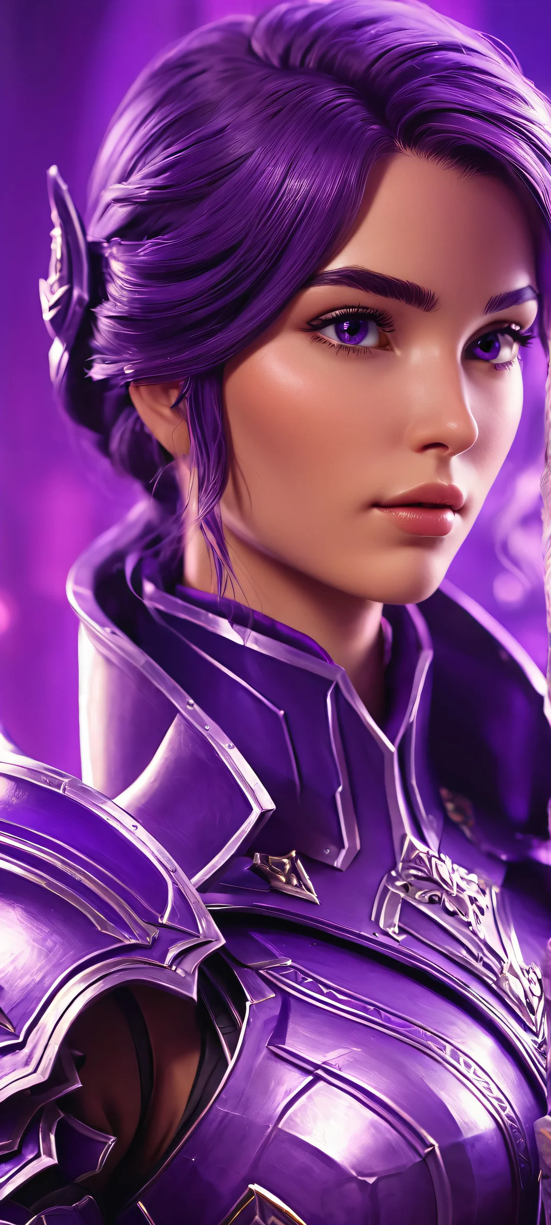 A majestic paladin stands out against a deep purple background, perfectly suited for iPhone and Android home screens.