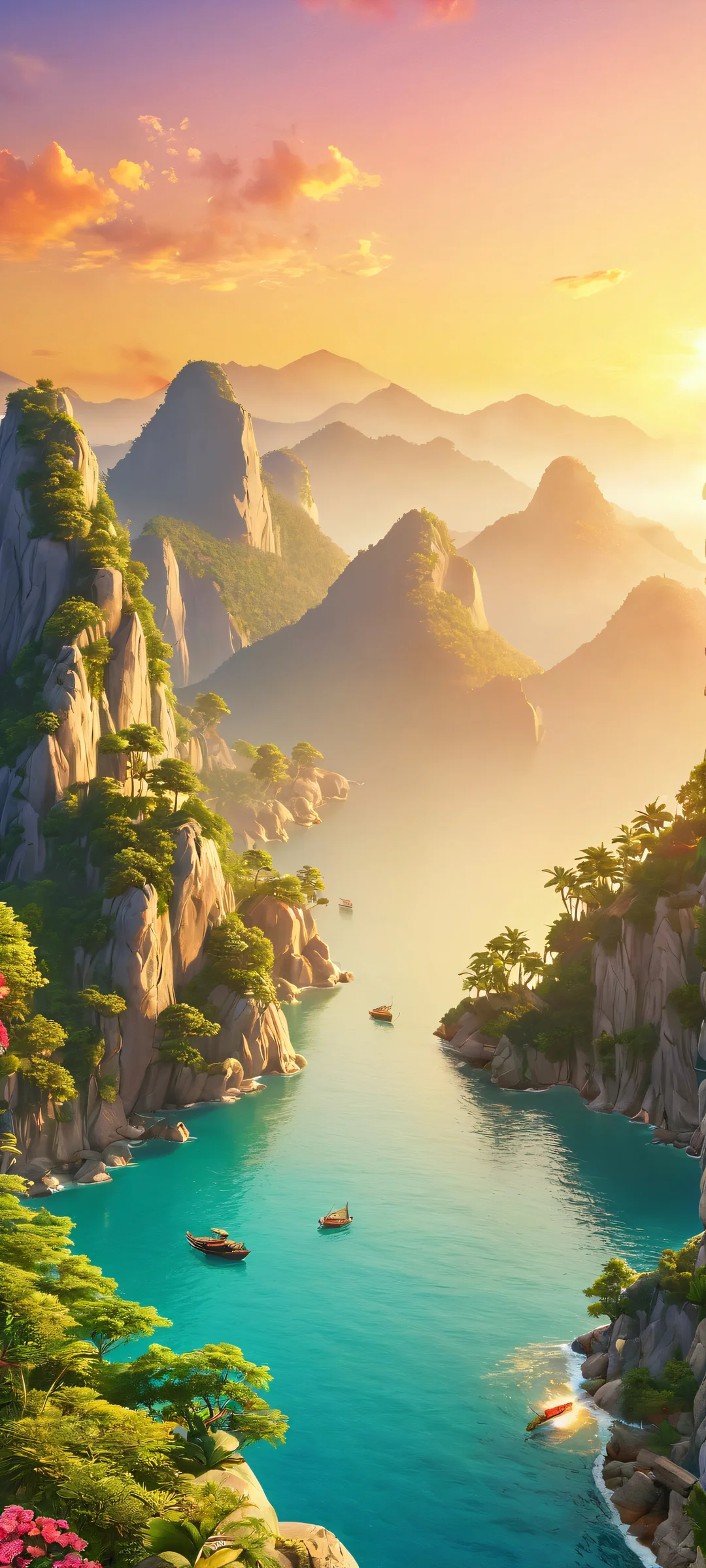 A breathtaking vertical mobile phone wallpaper of ethereal peaks, perfectly optimized for iPhone and Android home screens.