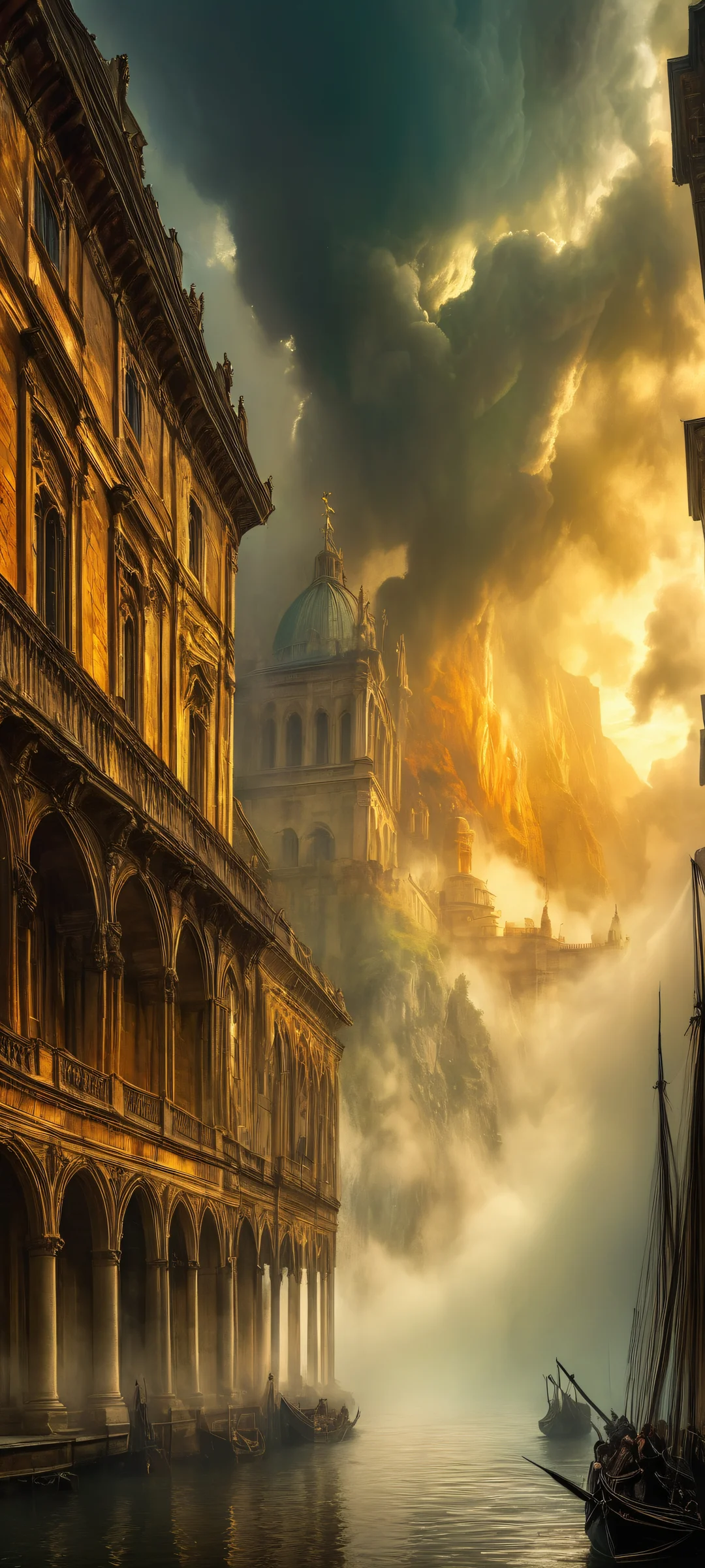 Ethereal Realms QHD Phone Background A majestic, dynamic landscape of epic scale, perfectly optimized for iPhone/Android home screens.