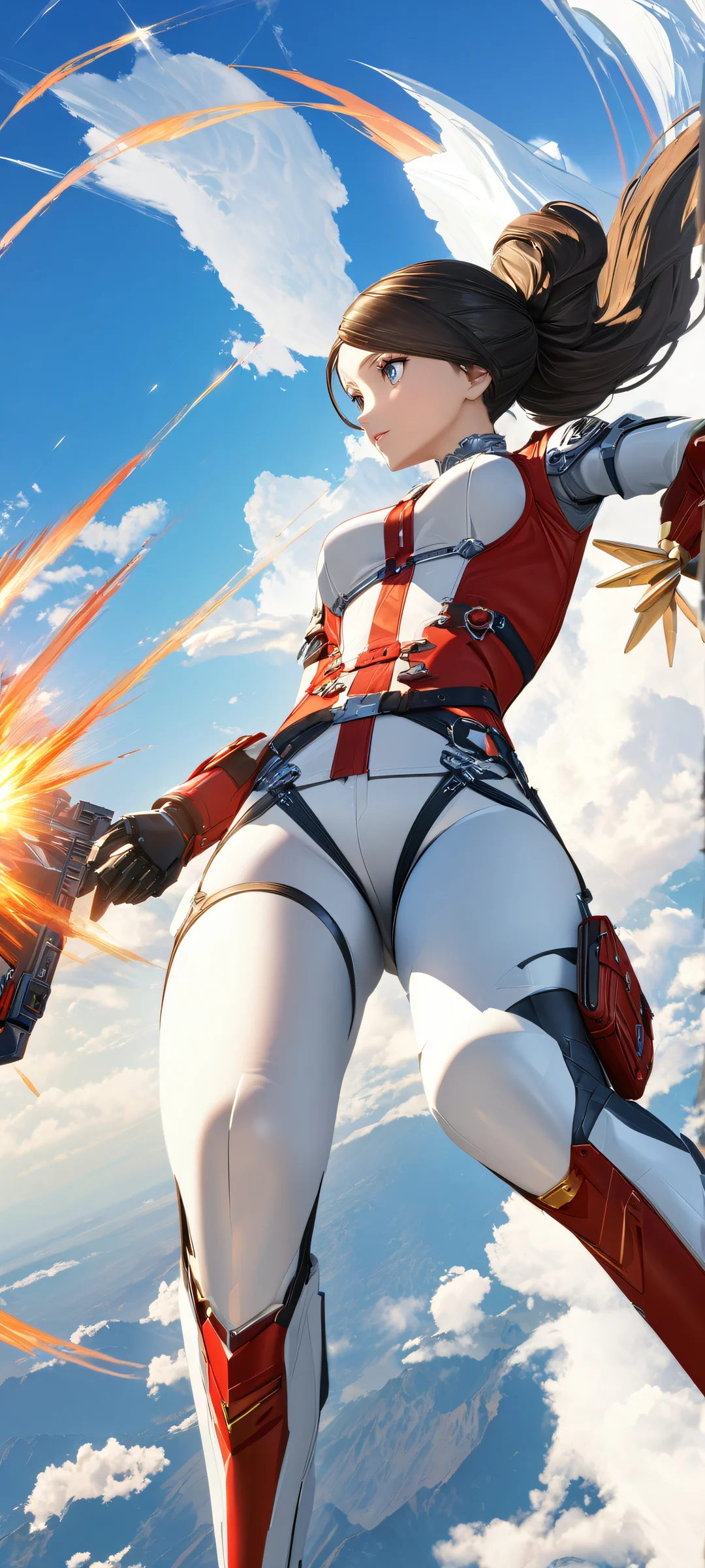 Breathtaking CGI artwork of Chloe Frazer against a stunning sky and cloud backdrop, iPhone/Androidのホーム画面に最適.