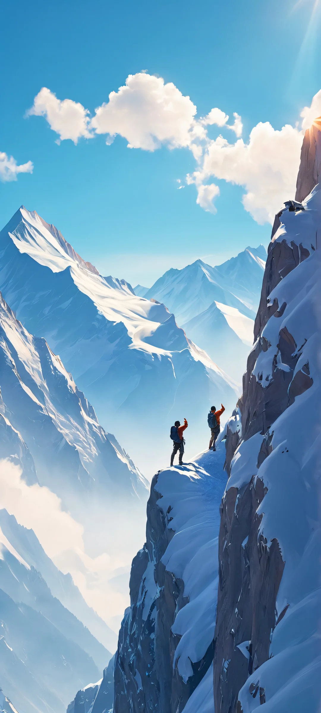 Digital artwork of a majestic mountain range at dawn on an iPhone or Android device. Perfectly optimized for your mobile home screen.