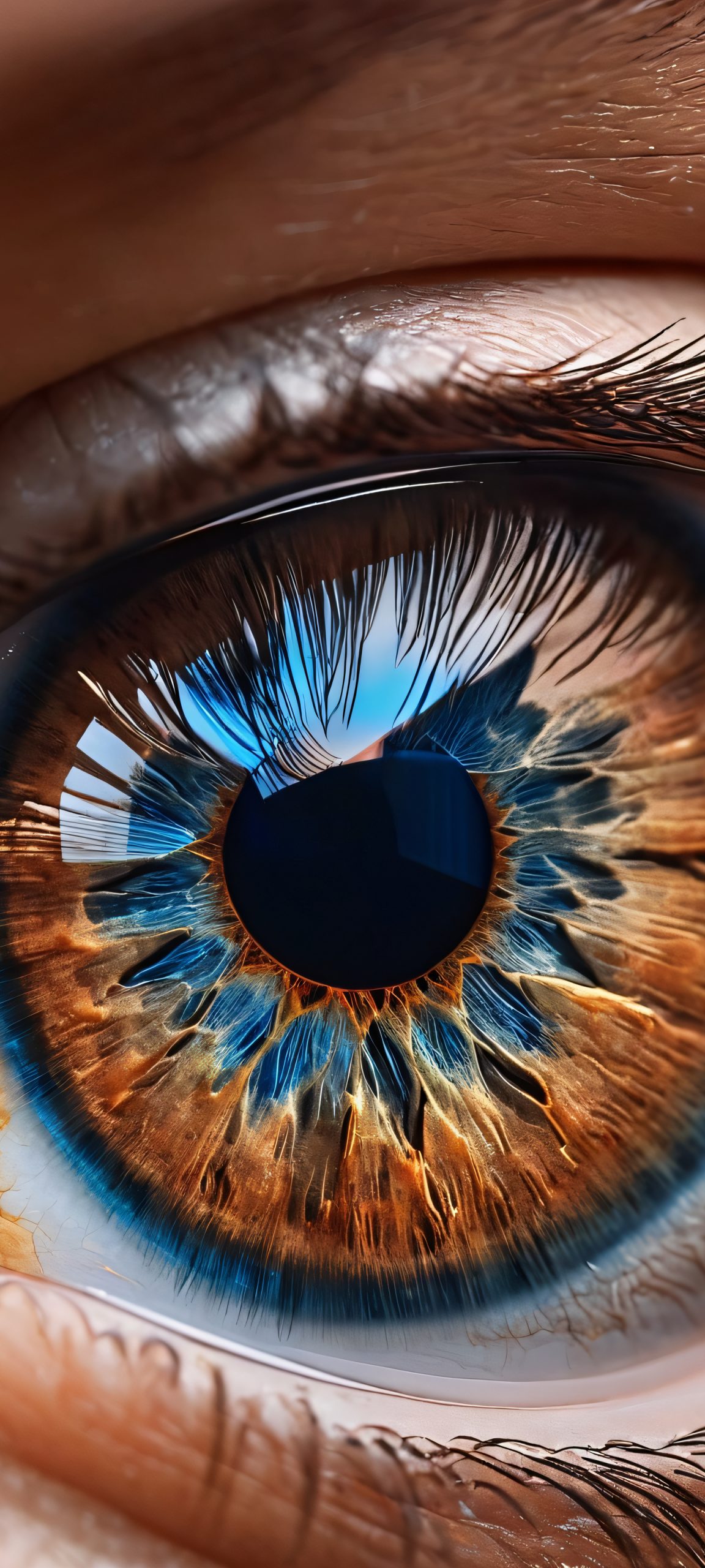 A stunning portrait of an eye, perfectly suited for iPhone and Android devices, with dark and realistic tones.