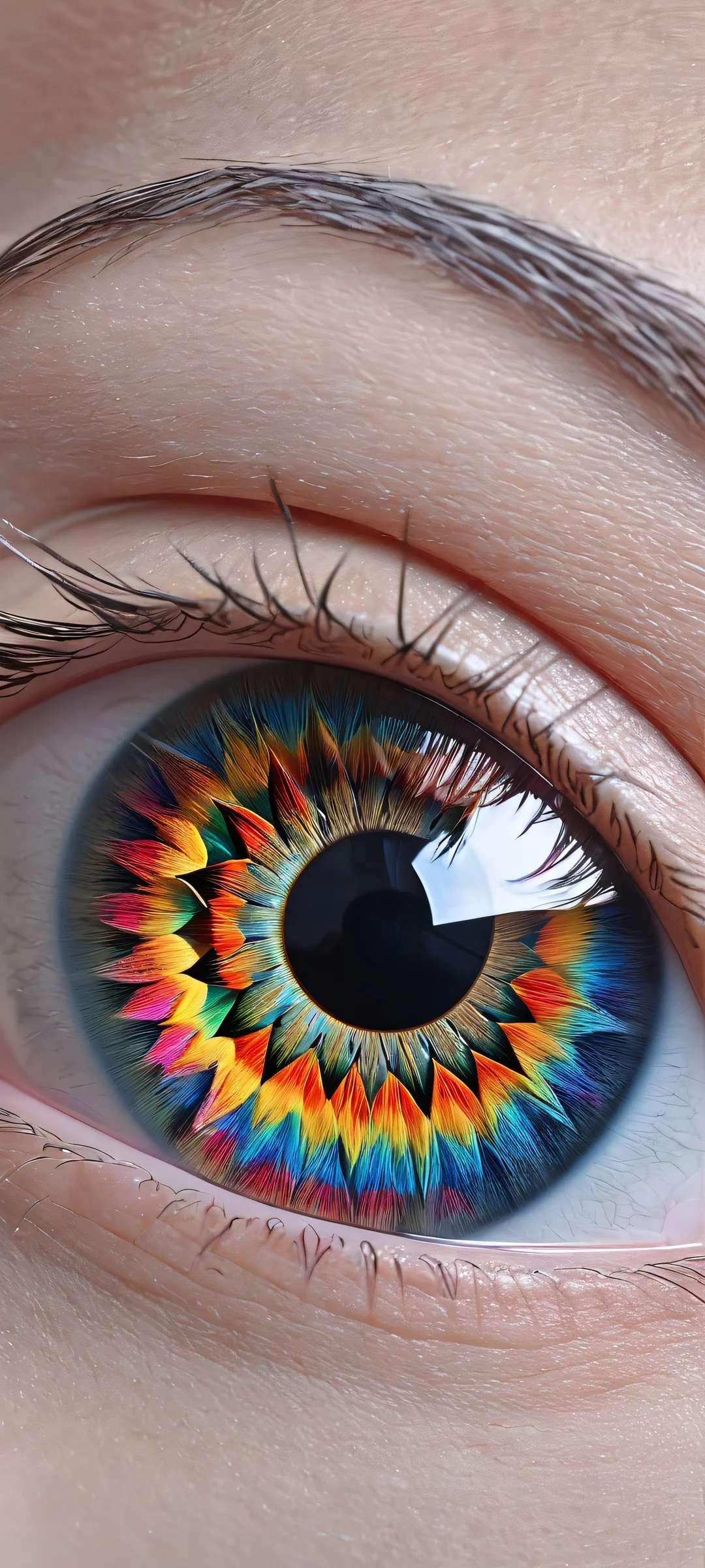 A stunning mobile phone wallpaper featuring a hyperrealistic eye on a canvas background, perfectly optimized for iPhone and Android devices.