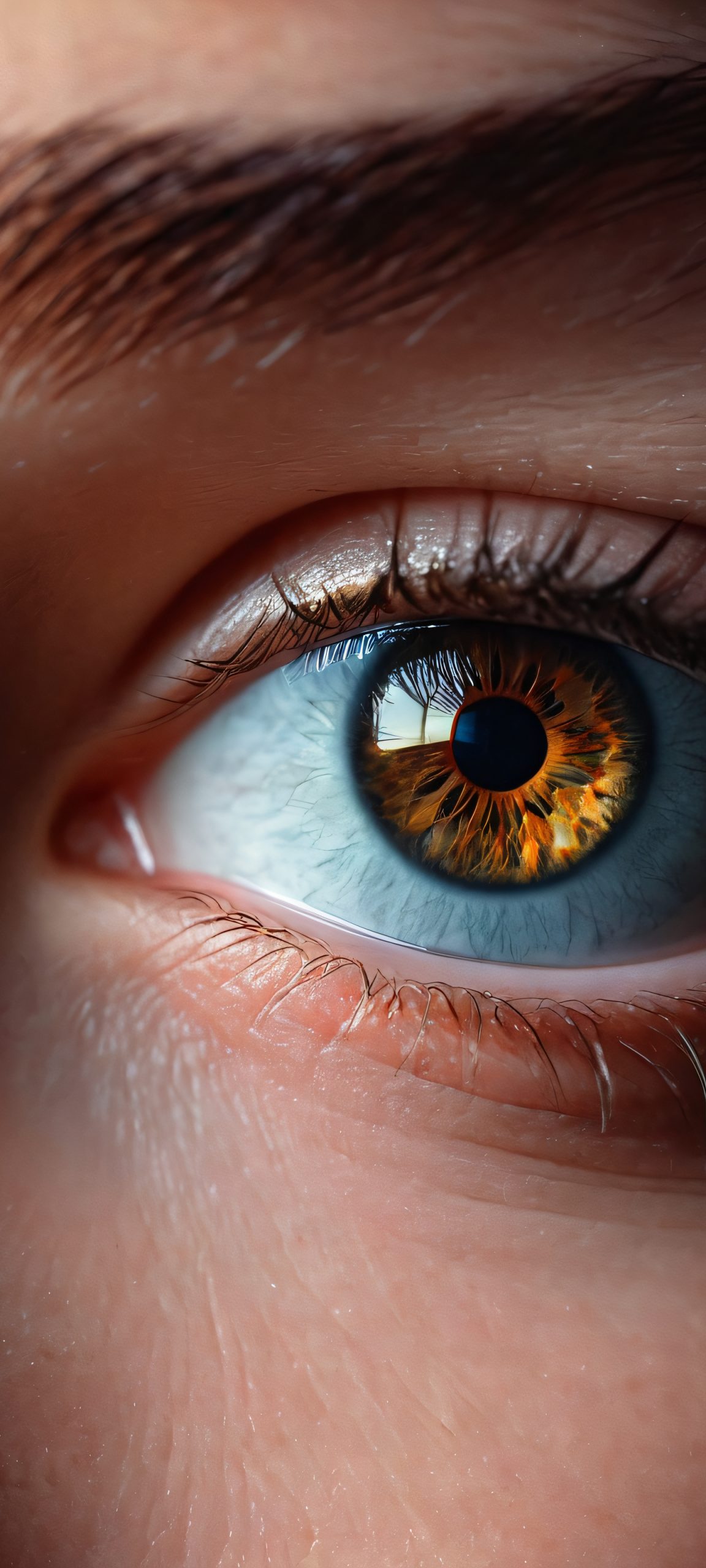 A stunning portrait of an eye, set against a dark and moody background, perfectly optimized for iPhone and Android devices.