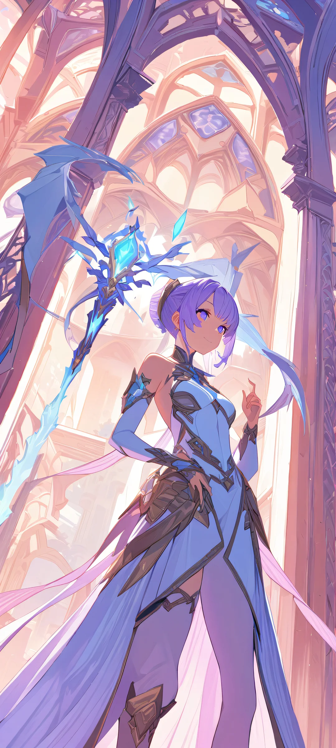 Beautiful illustration of a girl in a fantasy world on an iPhone or Android device