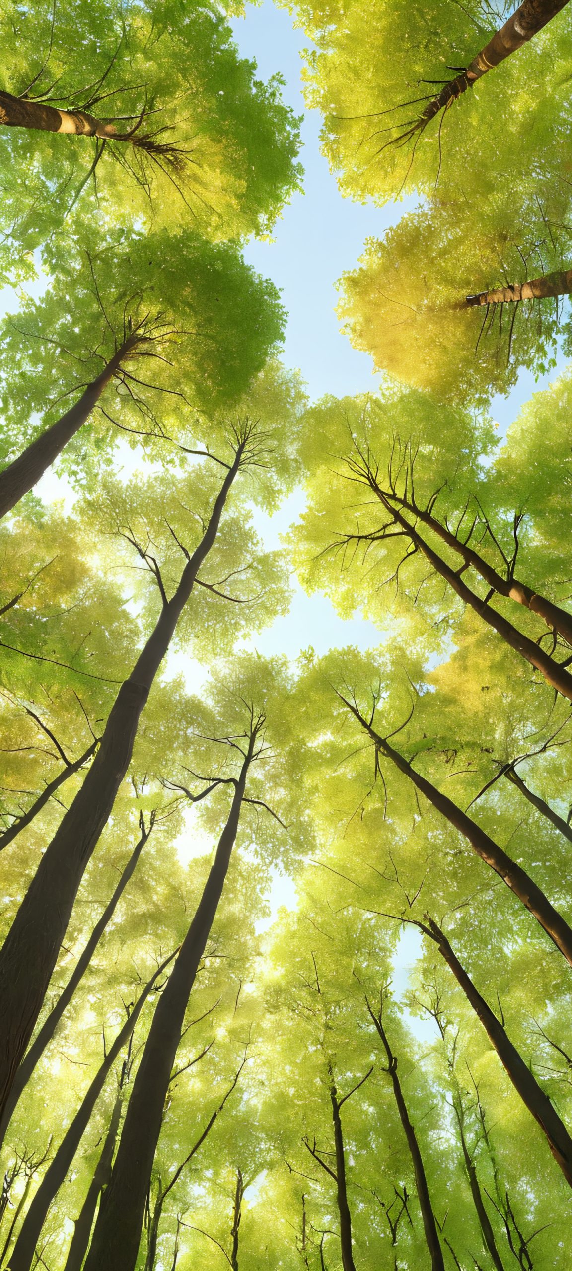 A serene forest landscape featuring towering trees and lush greenery, perfectly optimized for iPhone and Android devices.