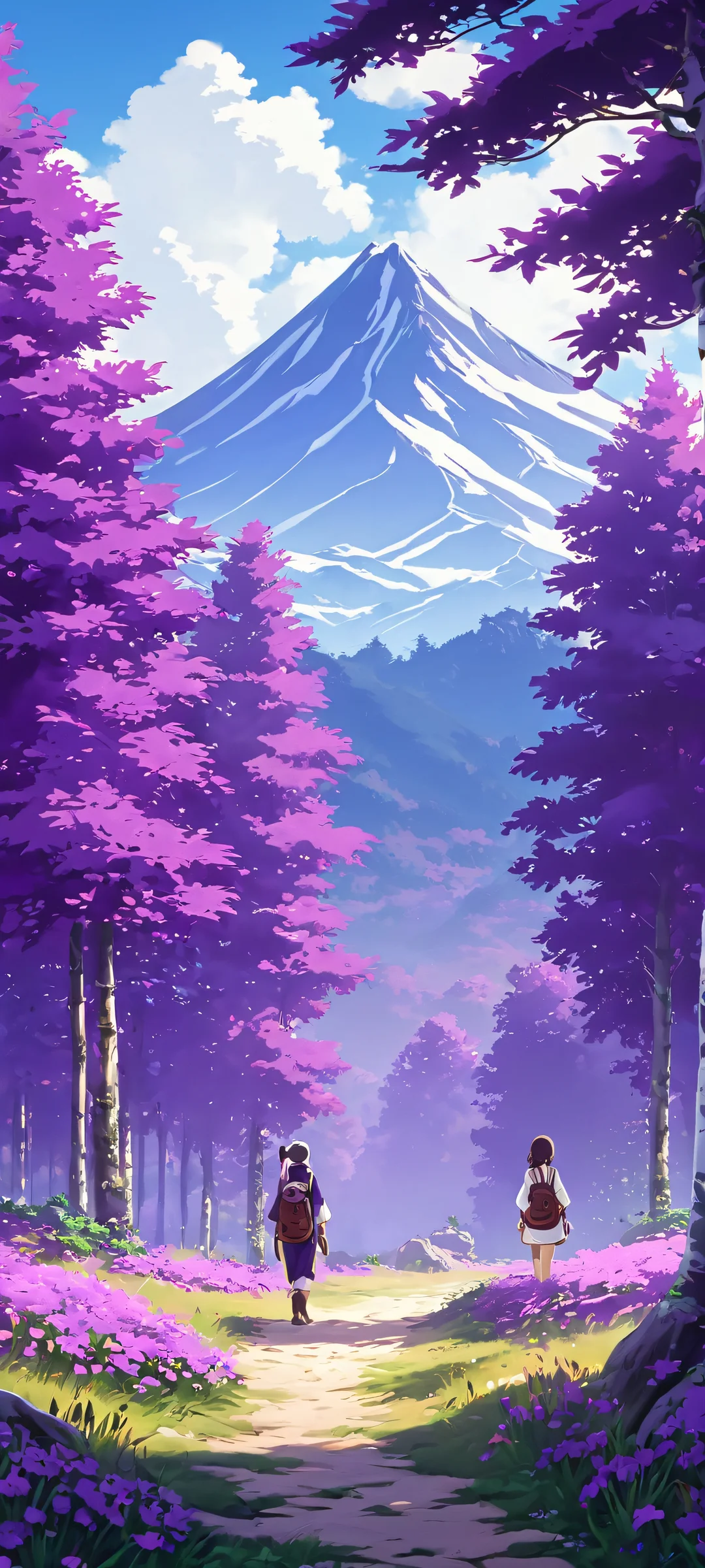 A serene landscape featuring Frieren from the anime series, perfectly suited for iPhone or Android screens.