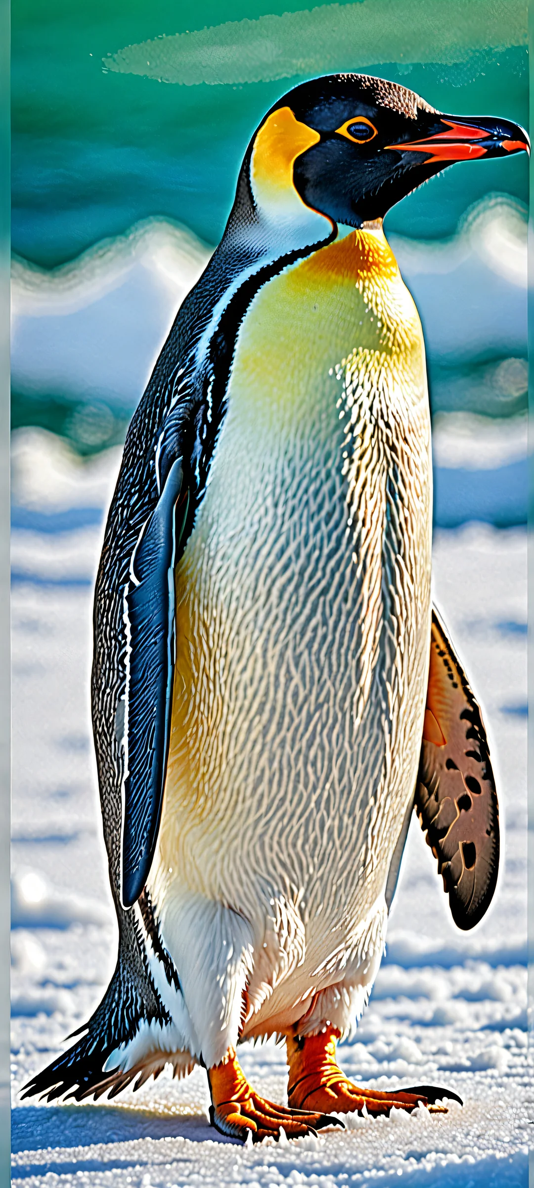 Frosty Friends QHD Smartphone Background Adorable penguin friends in a blue and green digital art scene on an iPhone/Android background.