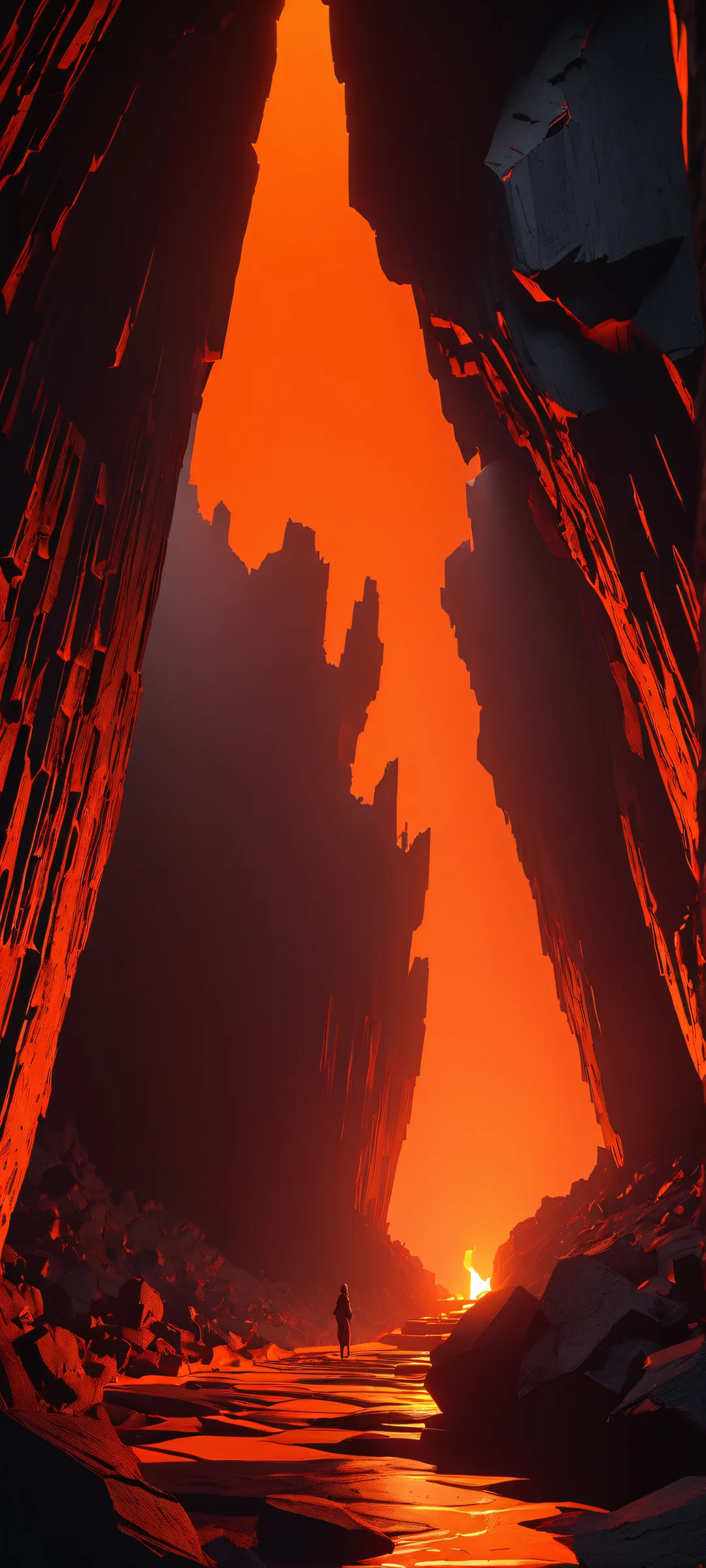 Futuristic Citadel Lock Screen for iOS & Android A stunning underlit Fortress, Lava Cave and Brutalist masterpiece, perfectly optimized for iPhone and Android home screens.