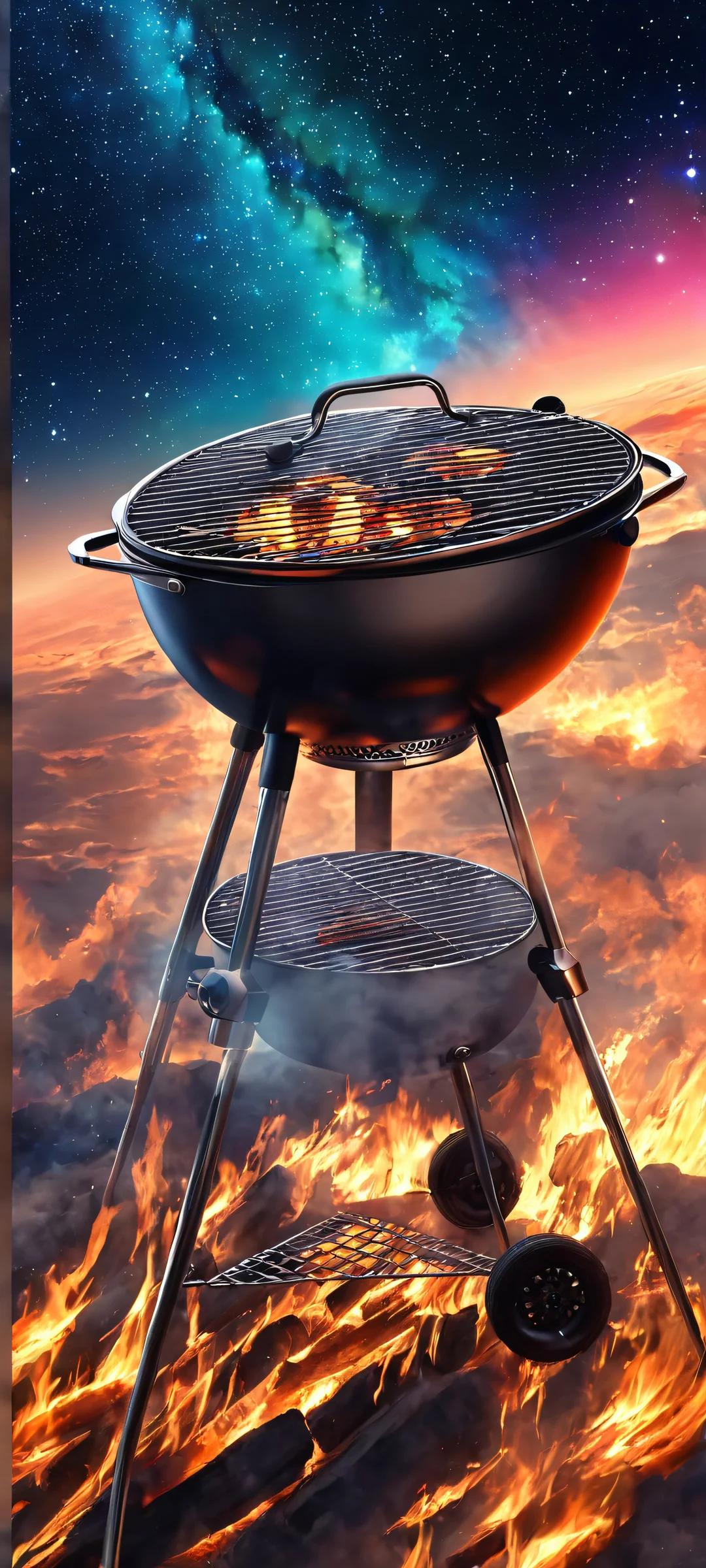 Breathtaking vertical mobile phone wallpaper of Classic Grill, Cosmos, Masterpiece, DFFCos, Nebula, masterpiece, perfect for iPhone and Android home screens.