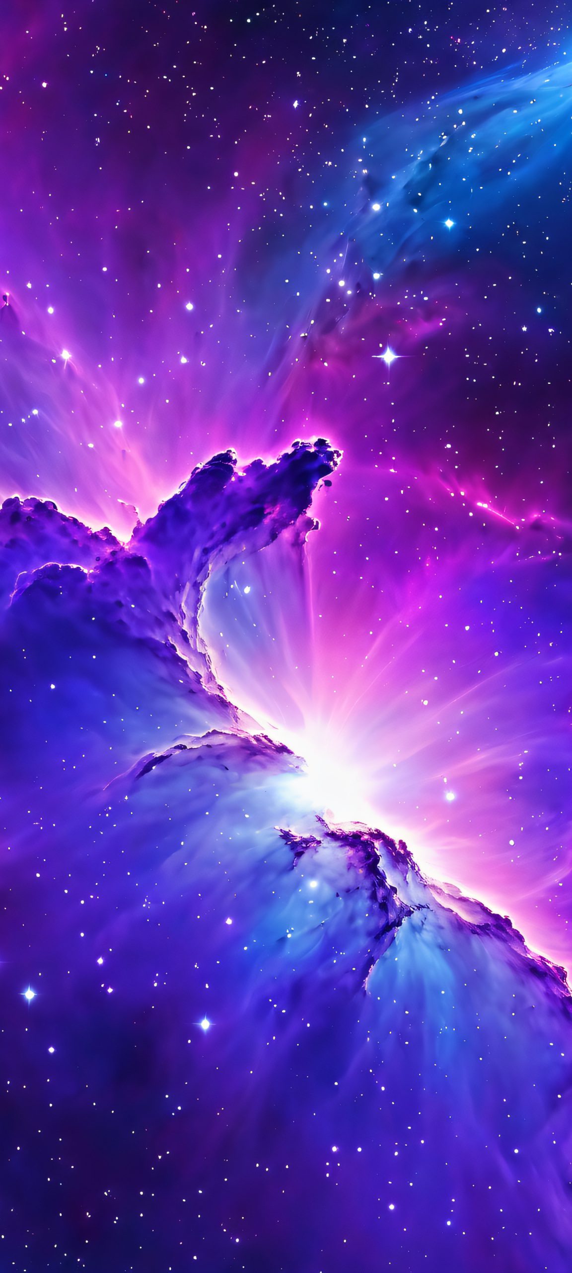 Breathtaking Nebula iPhone and Android wallpaper with soft-glow effects and mesmerizing indigo, purple, and blue hues
