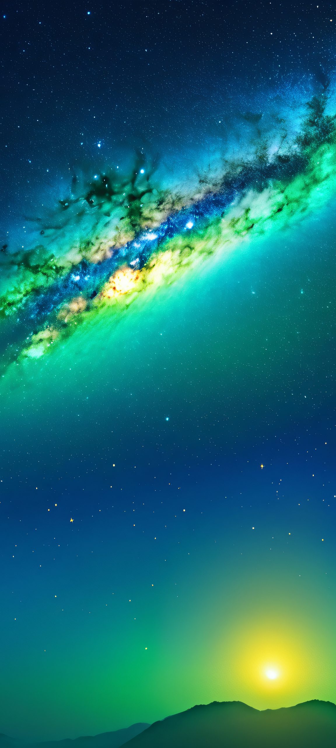 A dreamy night sky scene with stars and planets shining brightly on an iPhone or Android mobile phone screen