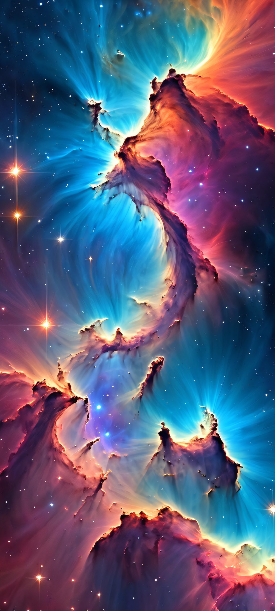 Explore the vastness of space with this stunning iPhone and Android mobile wallpaper featuring a breathtaking nebula, perfectly optimized for your home screen.