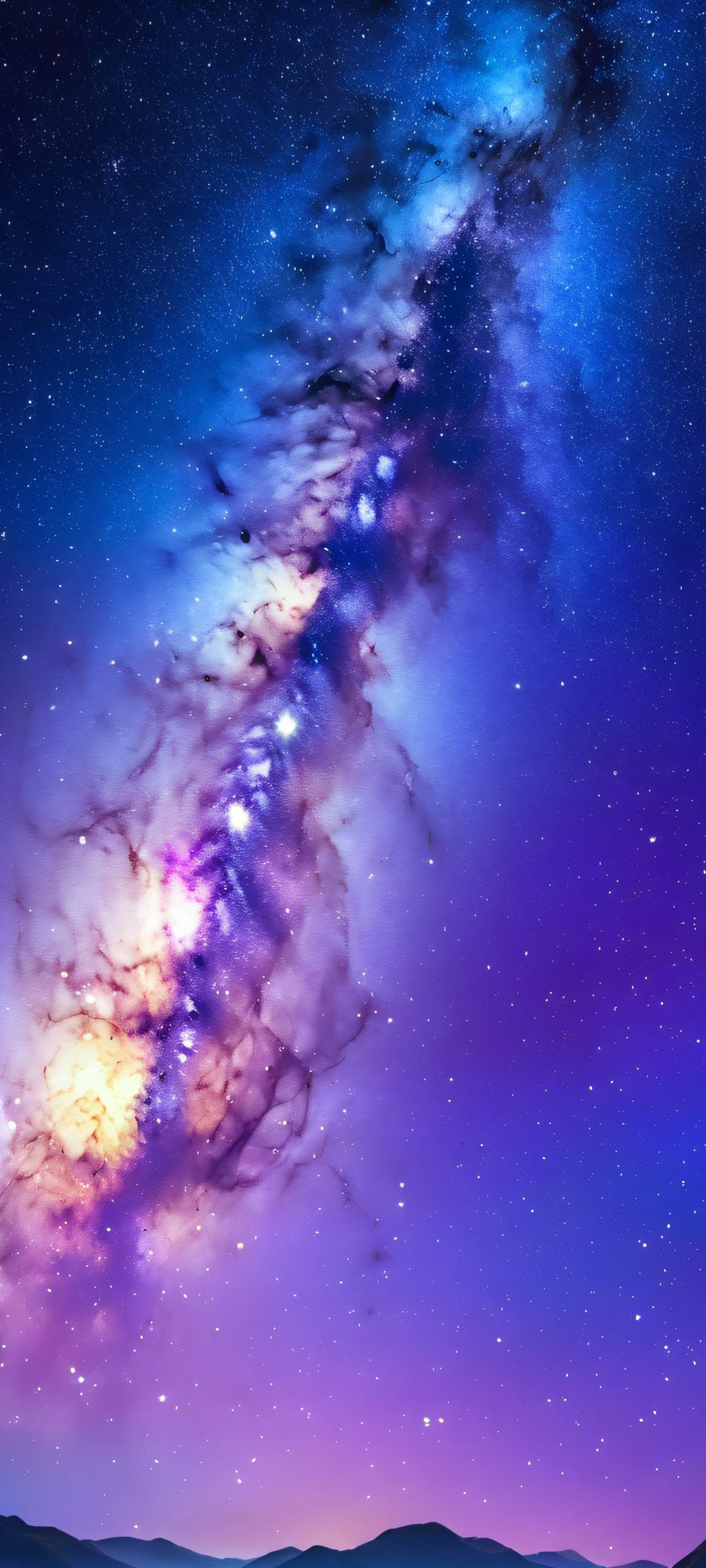 A stunning cosmic landscape for iPhone/Android, featuring soft blues and purples, reminiscent of a peaceful galaxy at night