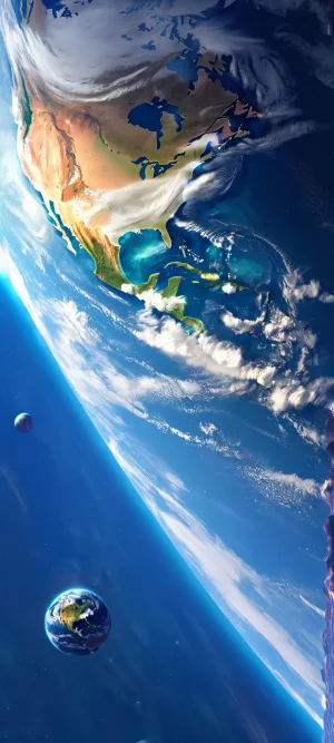 Breathtaking Earth from space illustration for iPhone/Android home screens, perfect for fans of space and noirpopwave aesthetics.