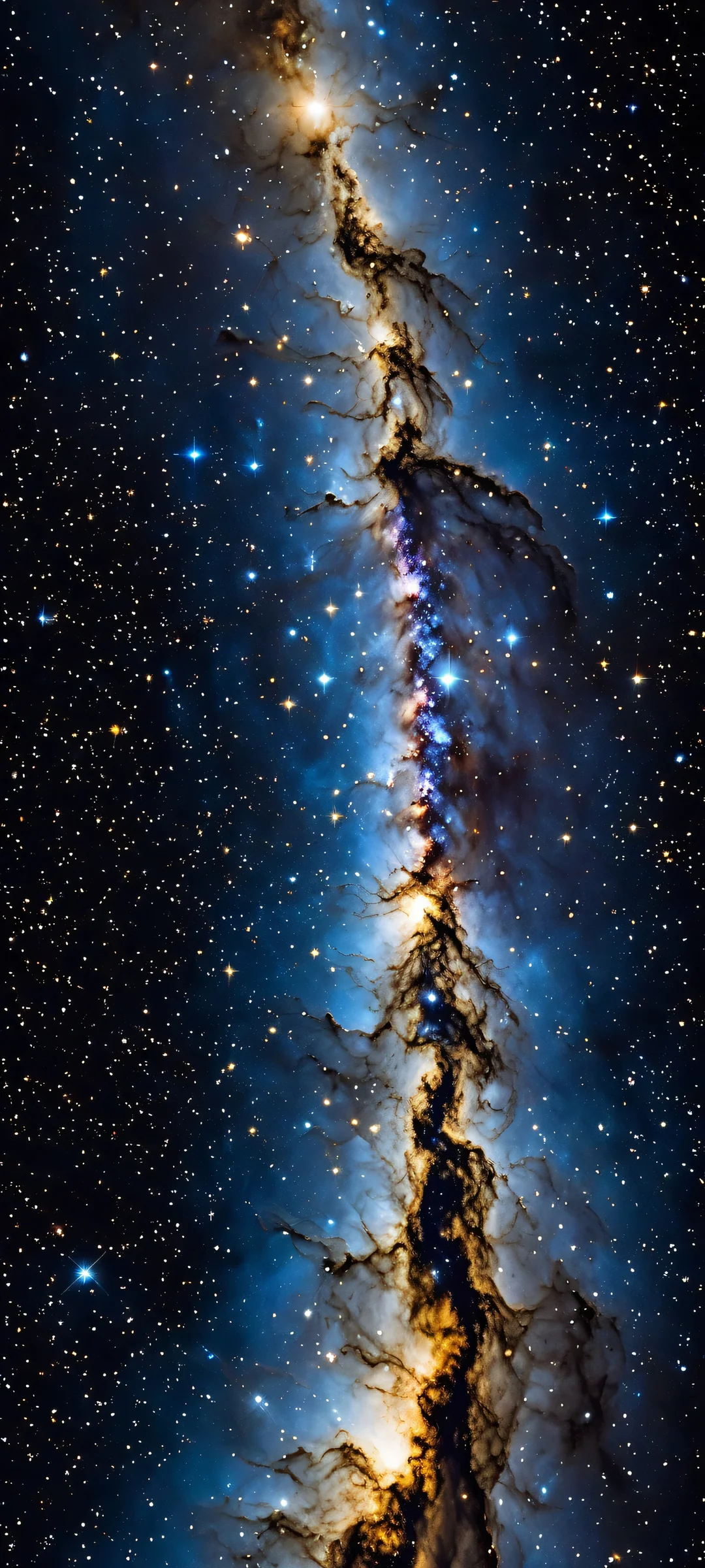 A stunning portrait of distant galaxies shining brightly on an iPhone or Android device, with rim lighting and intricate details