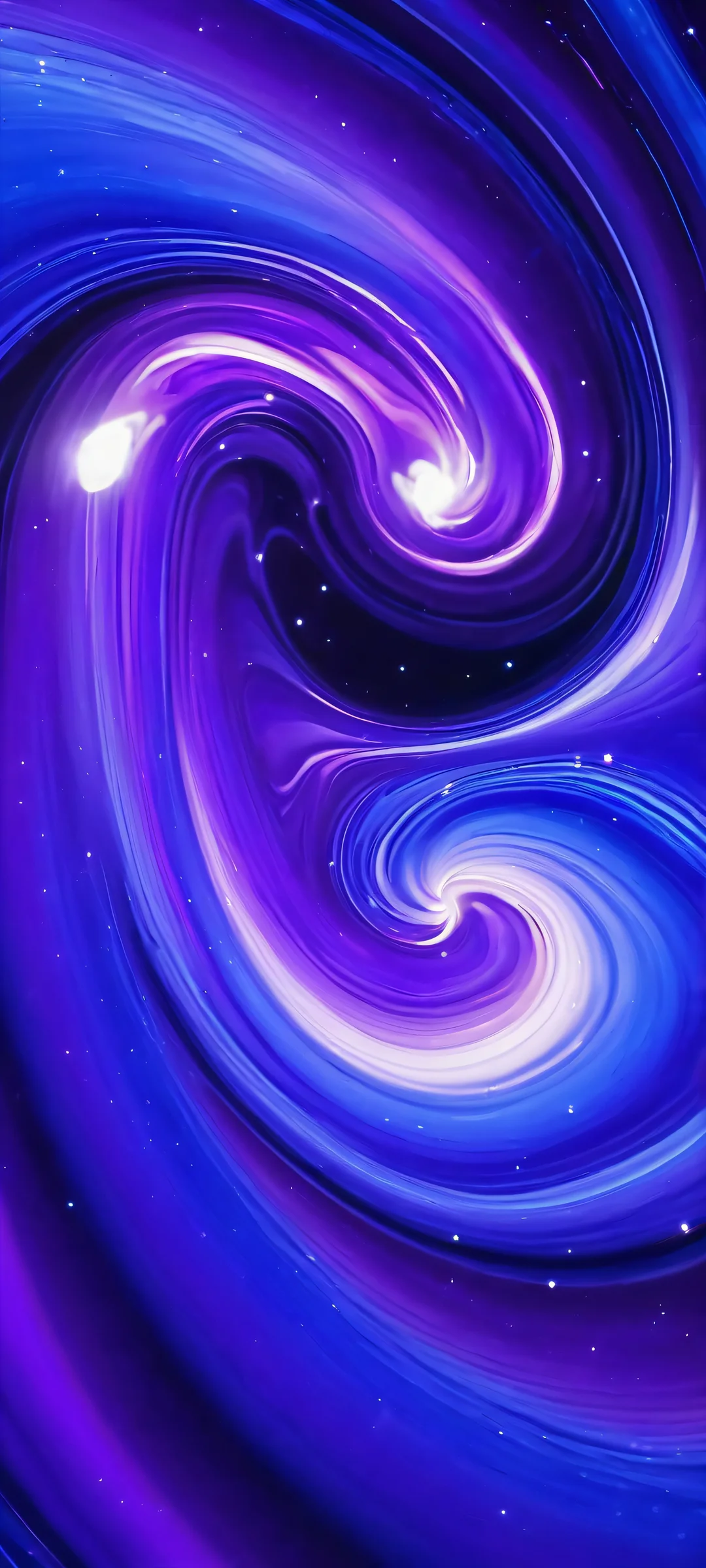 iPhone and Android compatible wallpaper featuring vibrant purples and deep blues of a stunning galaxy swirl design.