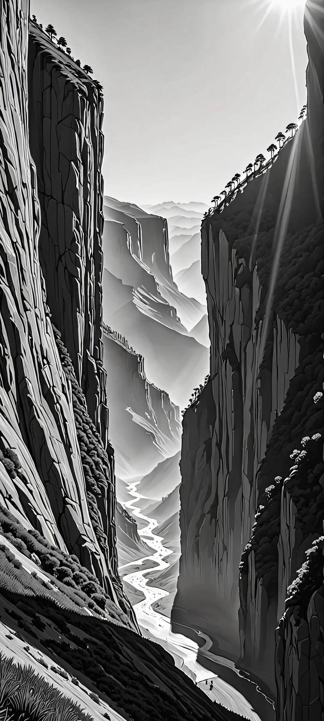 Elegant line art design for iPhone/Android featuring a beautiful ombre effect. Perfect for mobile phone home screens.