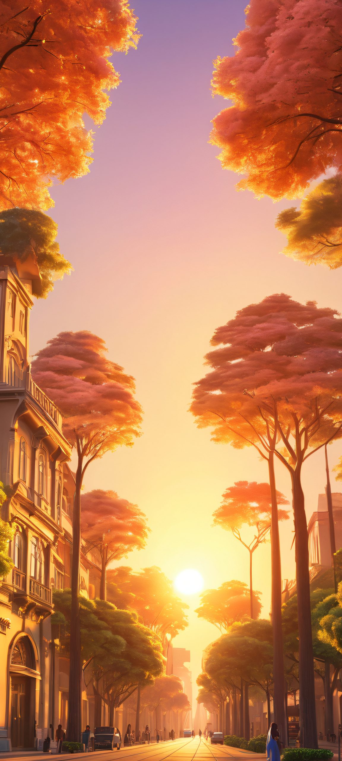 giant tree city at sunset scaled