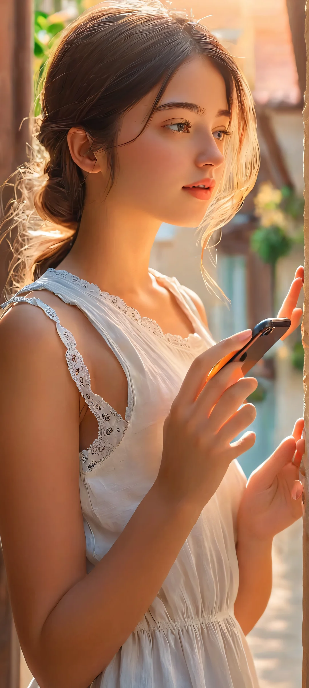Beautiful girl outdoors on a sunny day, perfectly optimized for iPhone and Android home screens.