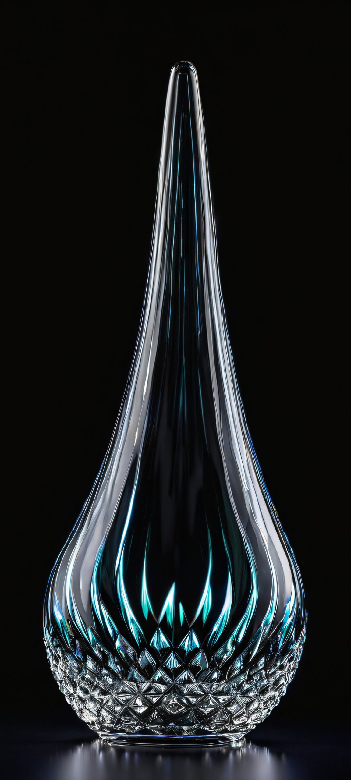 Glass Masterpiece 2K QHD Mobile Wallpaper Stunning glass object against a black background. Perfect for iPhone/Android home screens.