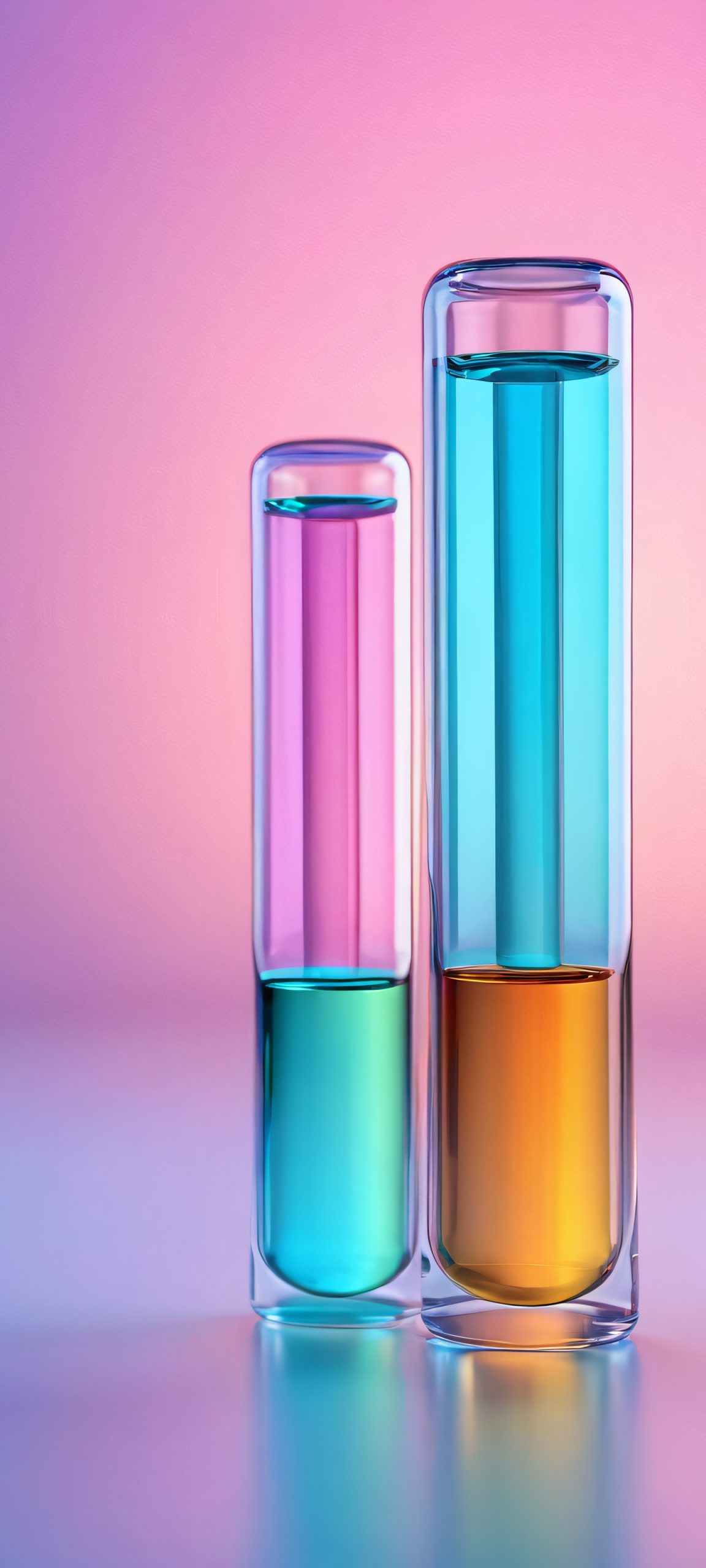 iPhone and Android users, behold! A stunning laboratory scene of glass vials and softbox lighting, perfectly optimized for your mobile home screen.