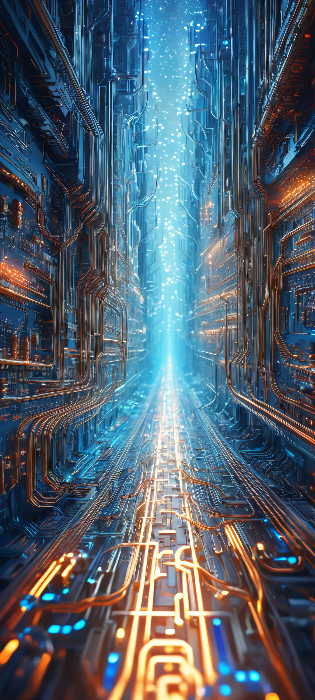 Ethereal Circuits iPhone & Android Wallpaper A stunning vertical portrait of glittering circuit boards on iPhone/Android, with intricate micro-details and radiant colors.