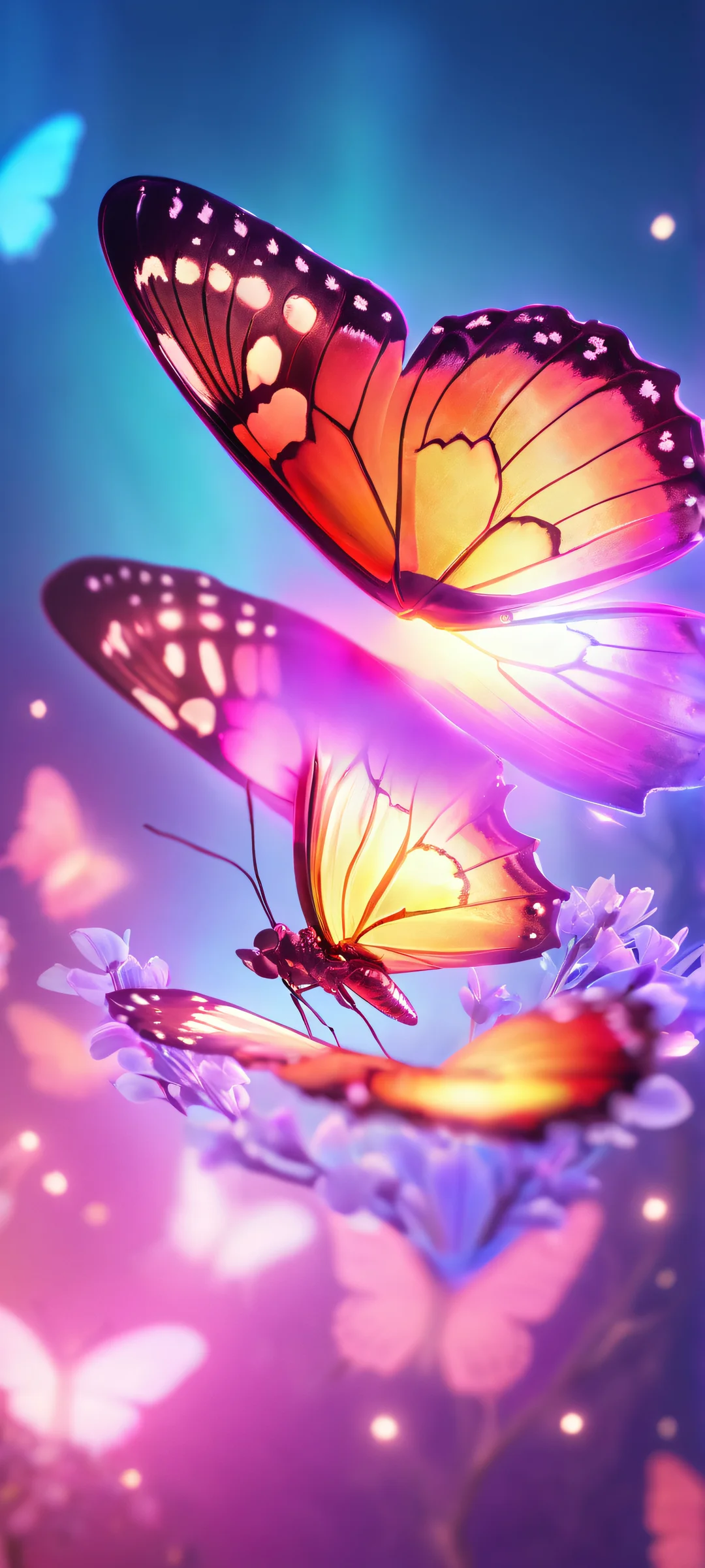 Glowing Butterfly Masterpiece 2K QHD Mobile Wallpaper Ethereal glowing butterfly perfectly optimized for iPhone and Android home screens. Beautifully soft glow.