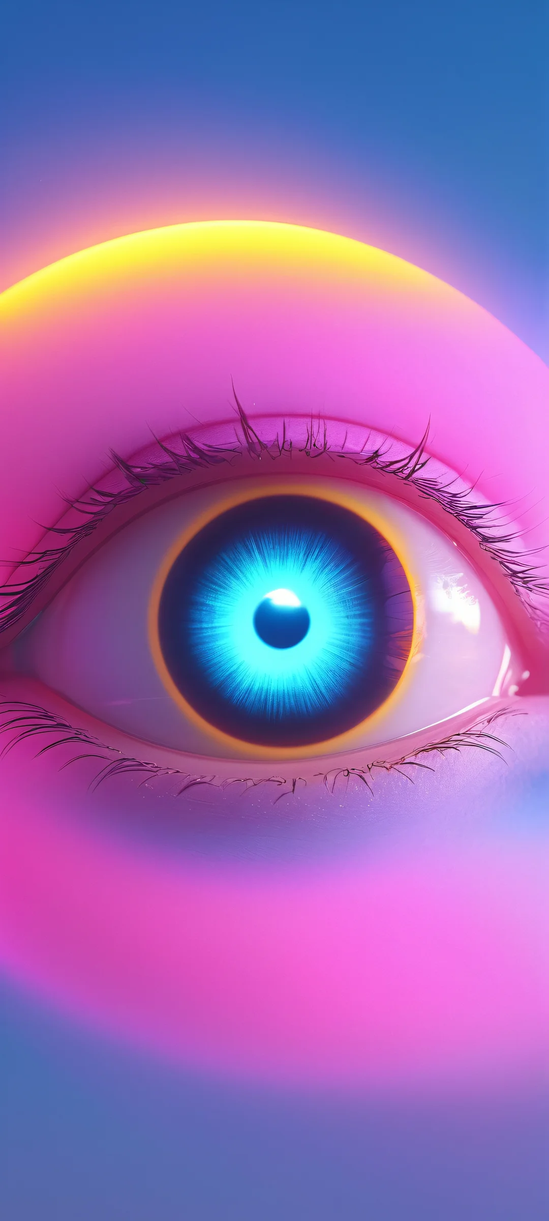 Cosmic dreamscape with glowing eye for iPhone and Android phones