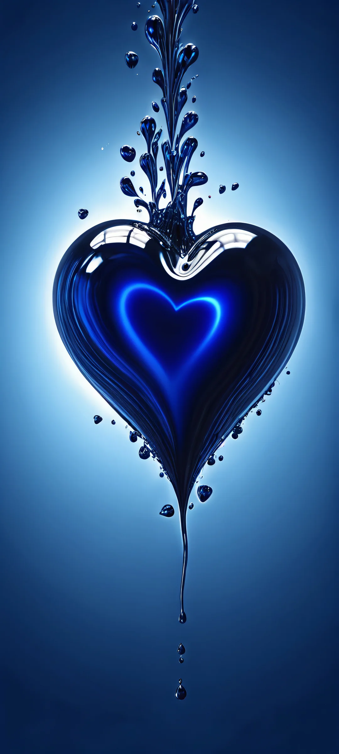 A stunning digital artwork of a glowing heart set against a dark background, perfectly suited for iPhone and Android devices.