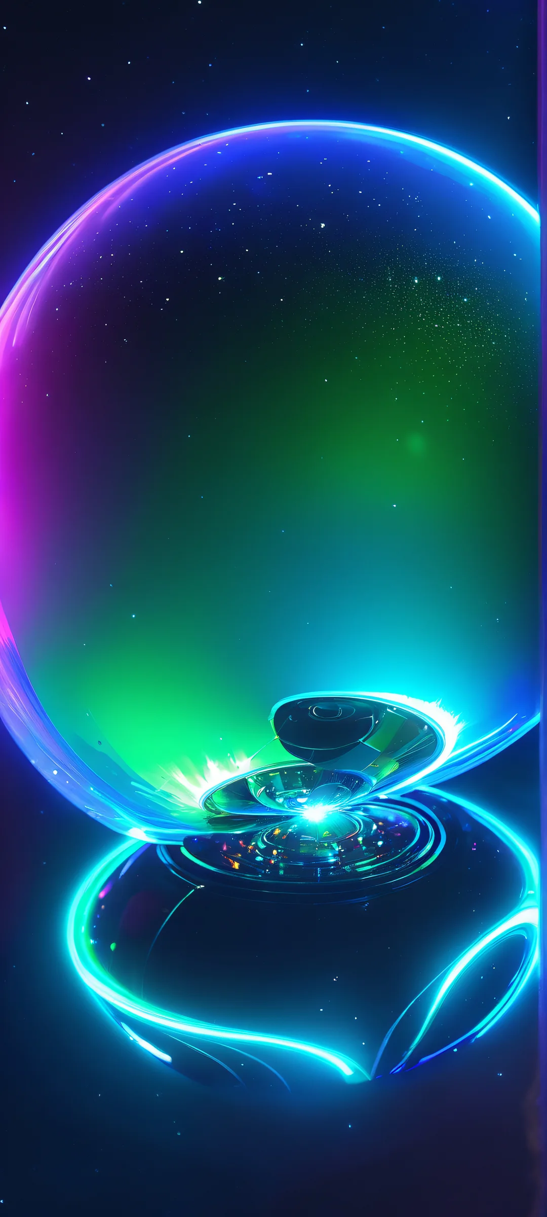 Glowing Orb in Space Aesthetic Phone Wallpaper Breathtaking glowing orb against a vibrant space background, perfect for iPhone/Android home screens.