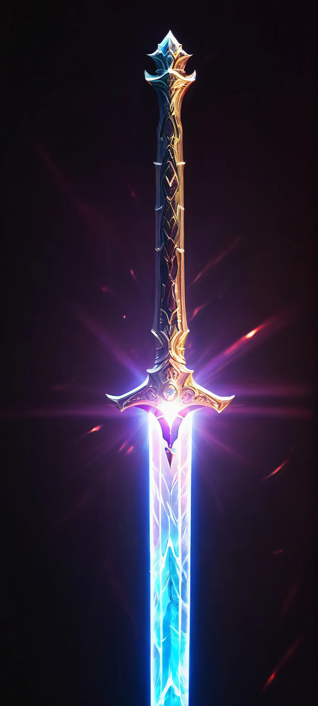 Ethereal Plasma 2K QHD Home Screen A stunning image of a glowing plasma sword set against a dark background, perfect for iPhone or Android mobile devices.