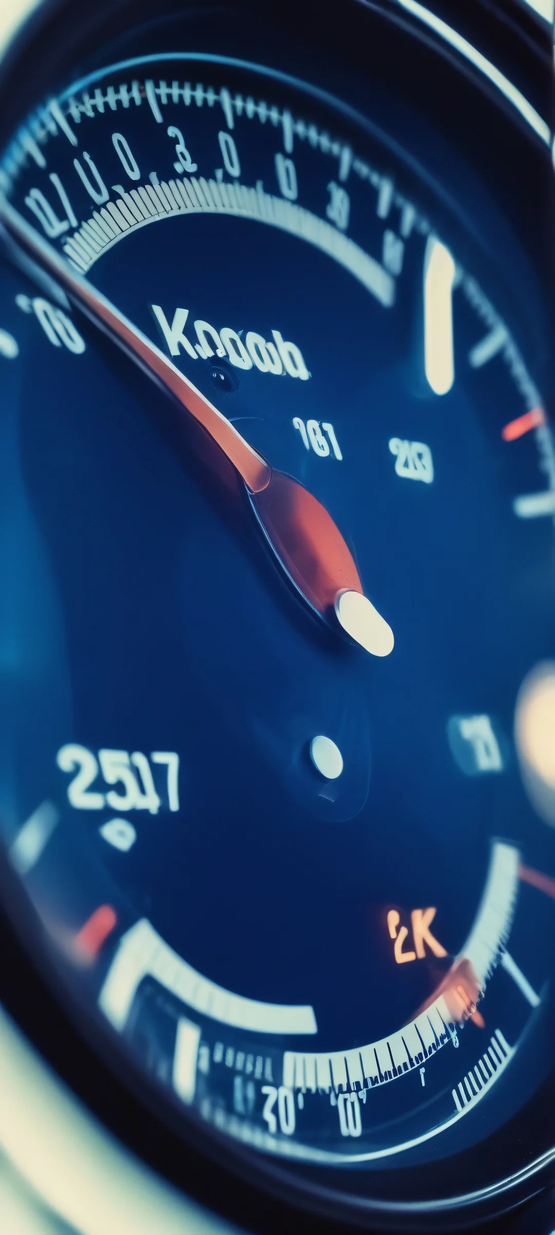 iPhone/Android wallpaper featuring a stunning glowing speedometer macro shot on Kodak Portra 400 film.