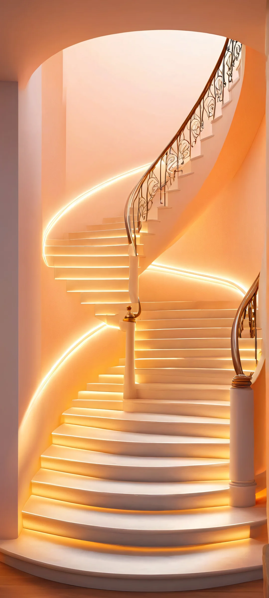 Beautiful glowing stairway on a bright light background, perfect for iPhone or Android home screen