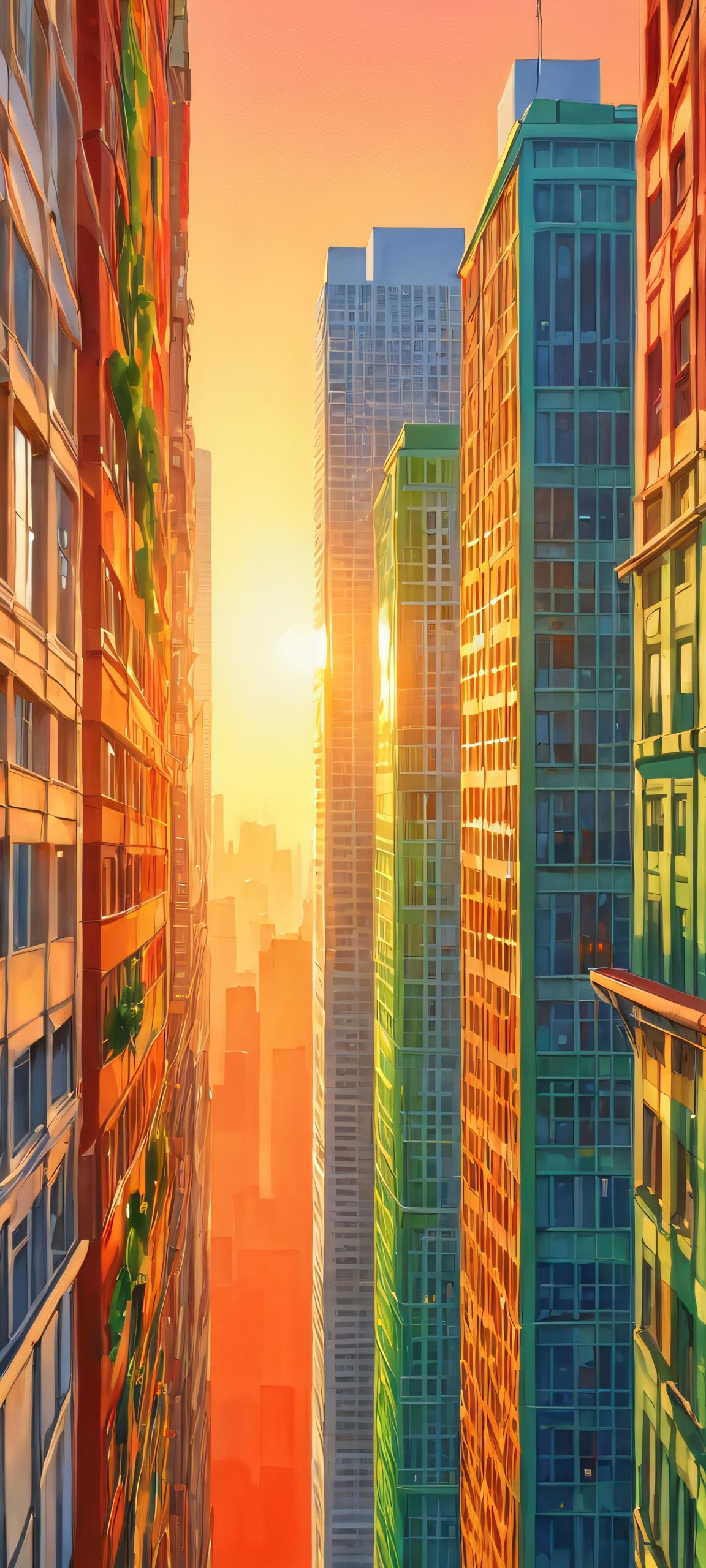 Breathtaking cityscape at golden hour, perfectly optimized for iPhone and Android devices.