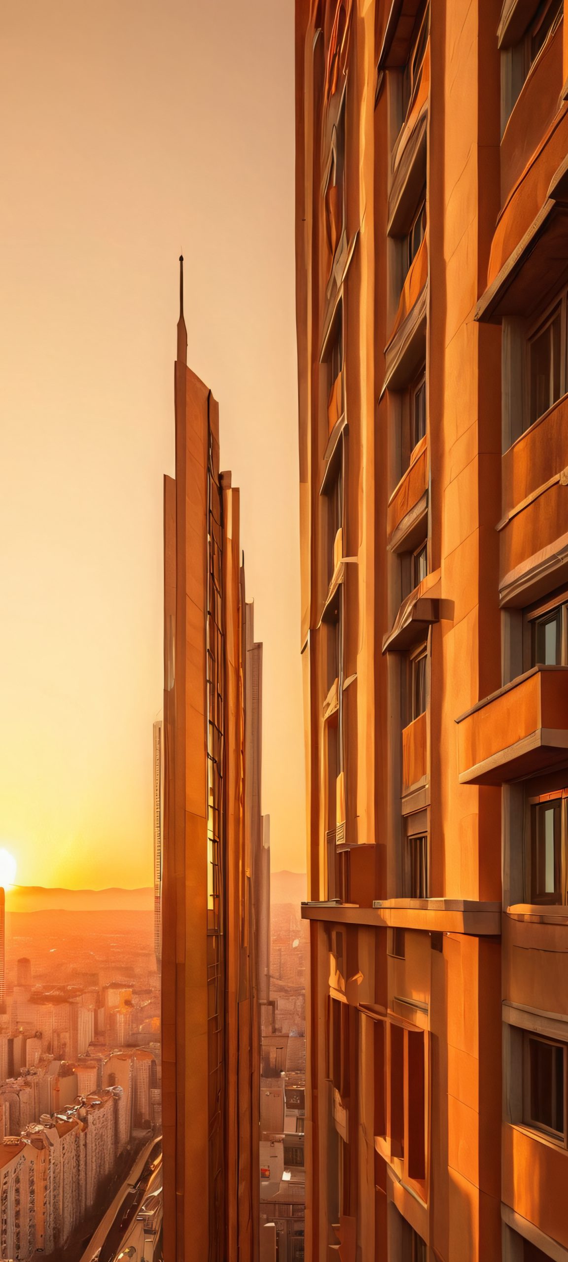 Breathtaking golden hour cityscape for iPhone and Android devices