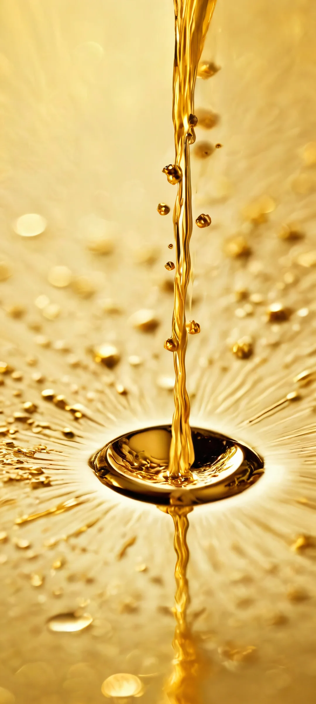 iPhone and Android users will love this luxurious gold pouring wallpaper with a soft golden glow, featuring macro realism and warm metallic tones.