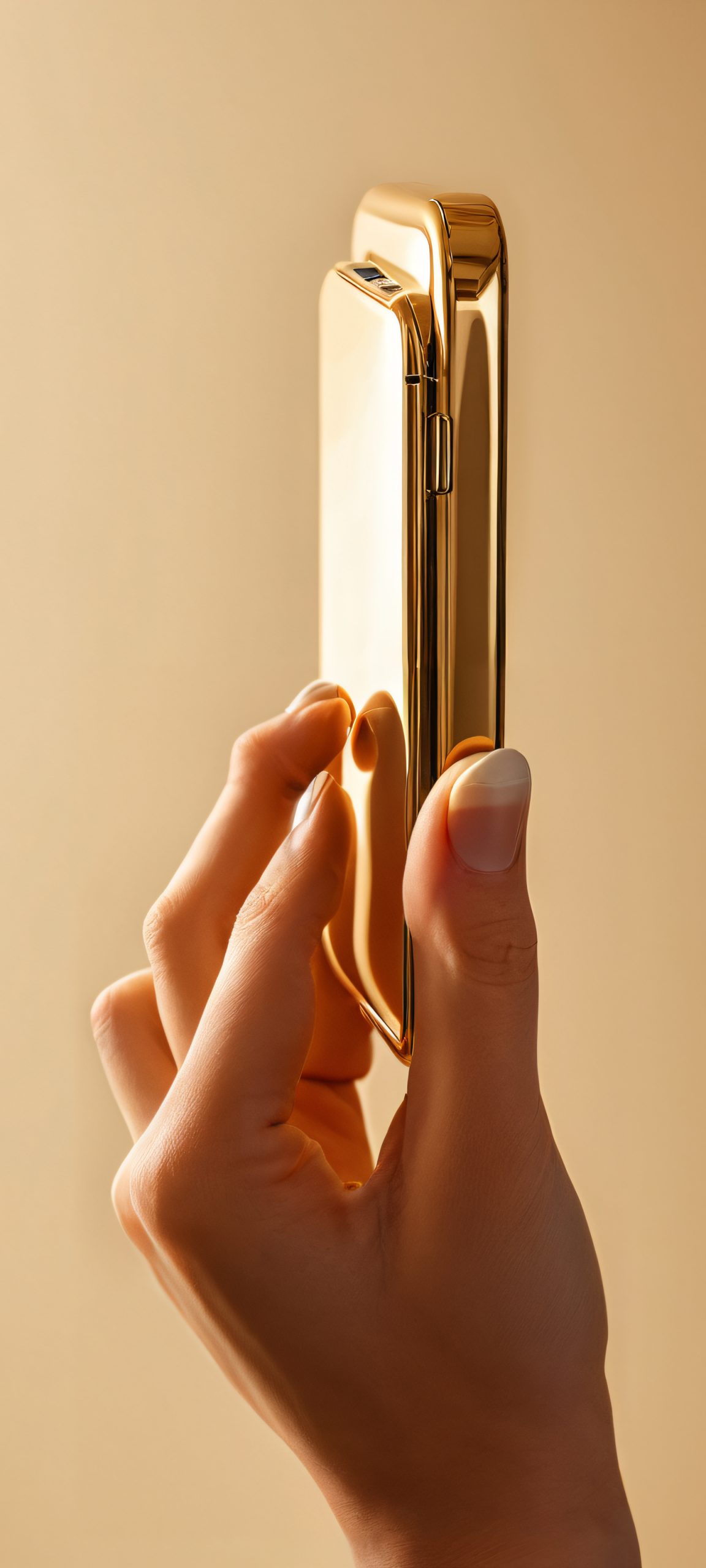 A beautiful, moody image of gold, silver, and cream-colored fingernails, perfectly optimized for iPhone, Samsung Galaxy, and Android home screens.