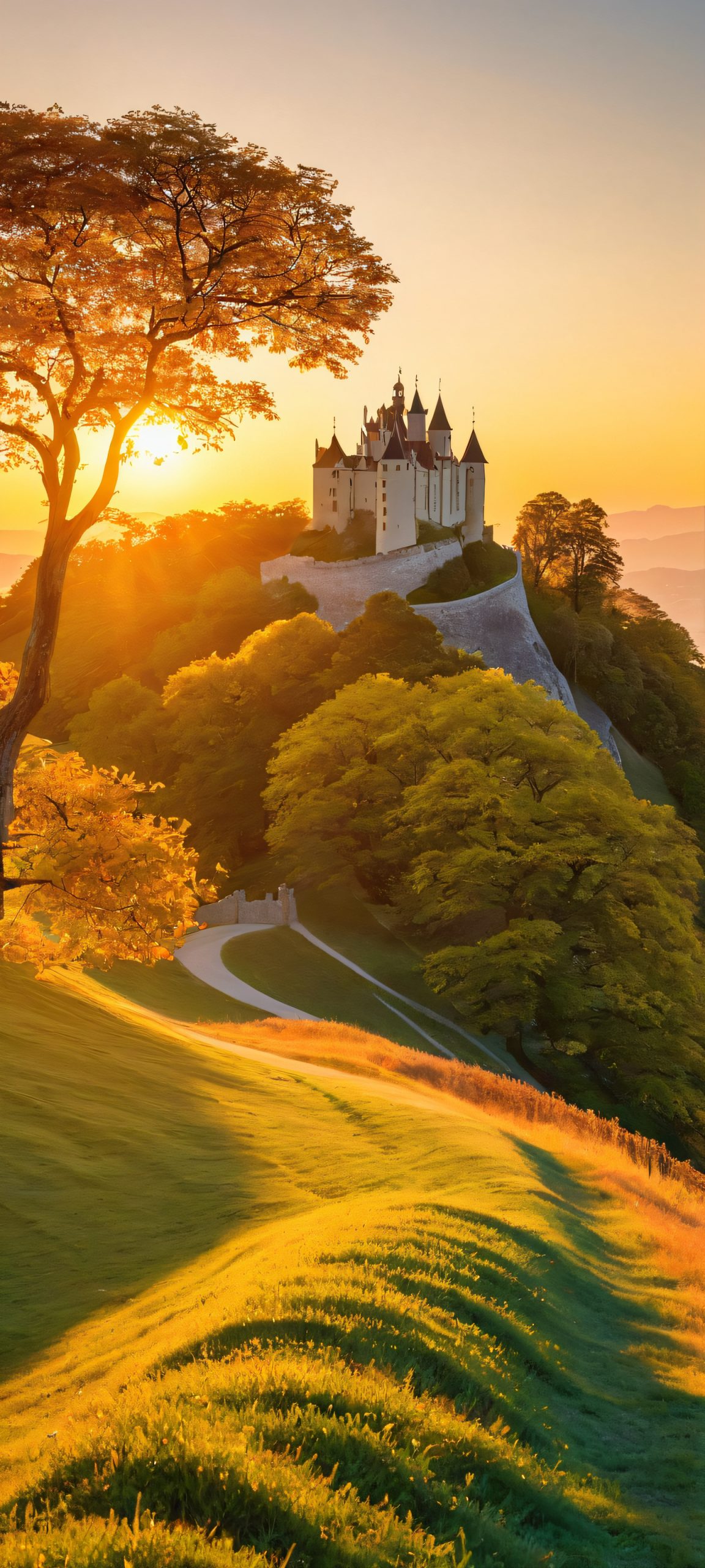 Golden Hour on Castle Hill QHD Smartphone Background Castle Hill at golden hour, perfect for iPhone or Android wallpapers