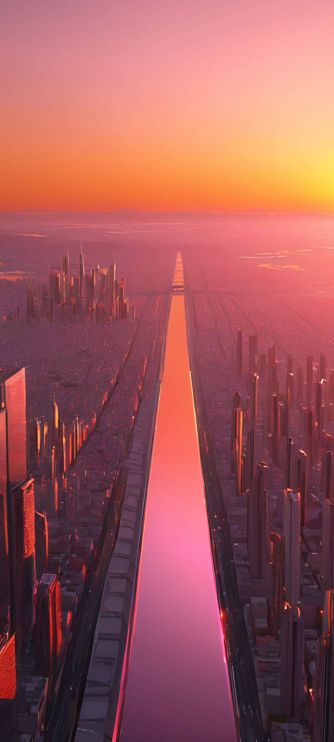 A stunning cityscape at golden hour, perfectly captured for your iPhone or Android device.