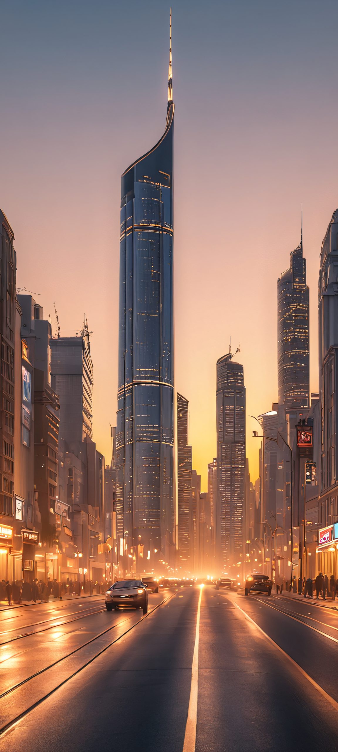 A stunning cityscape at twilight, perfectly suited for your iPhone/Android device.