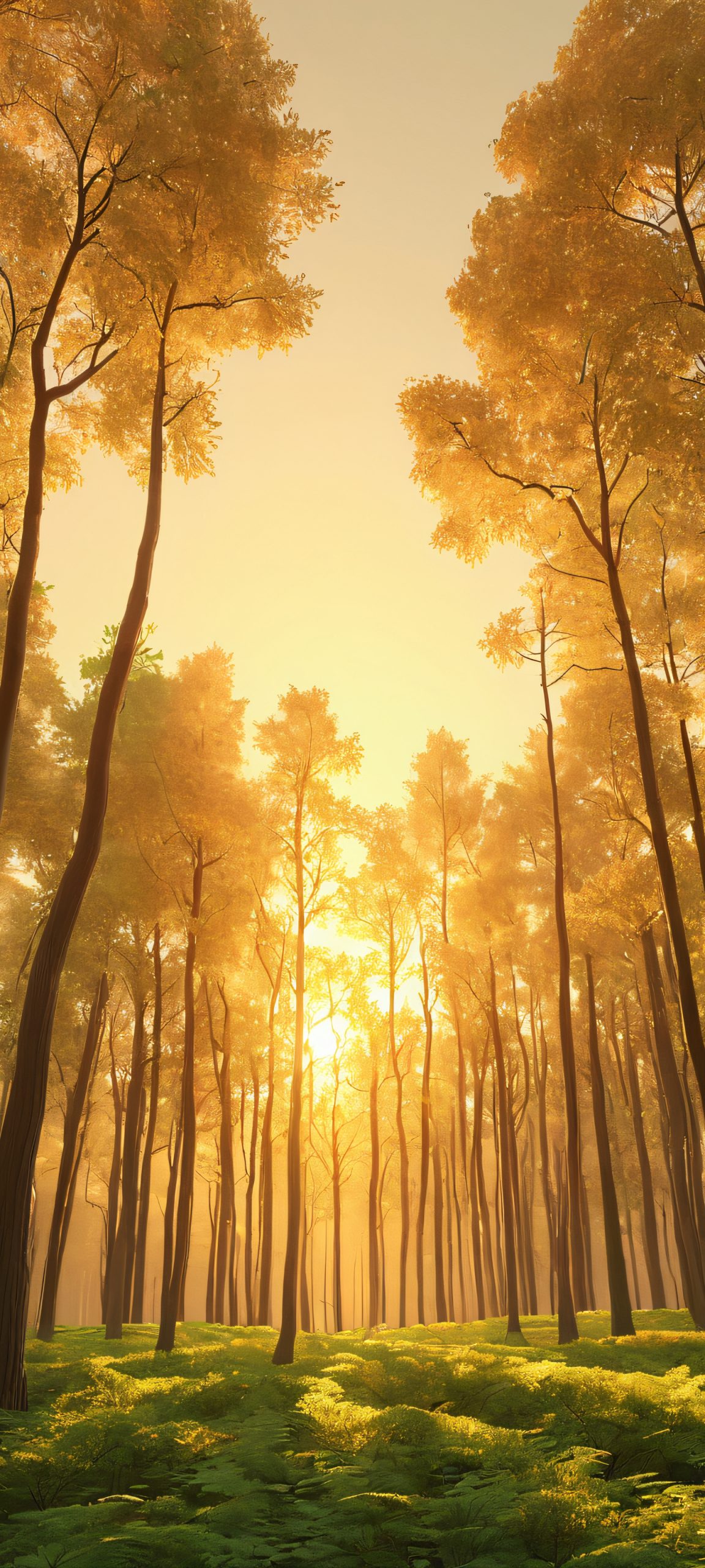golden hour forest vertical mobile wallpaper scaled