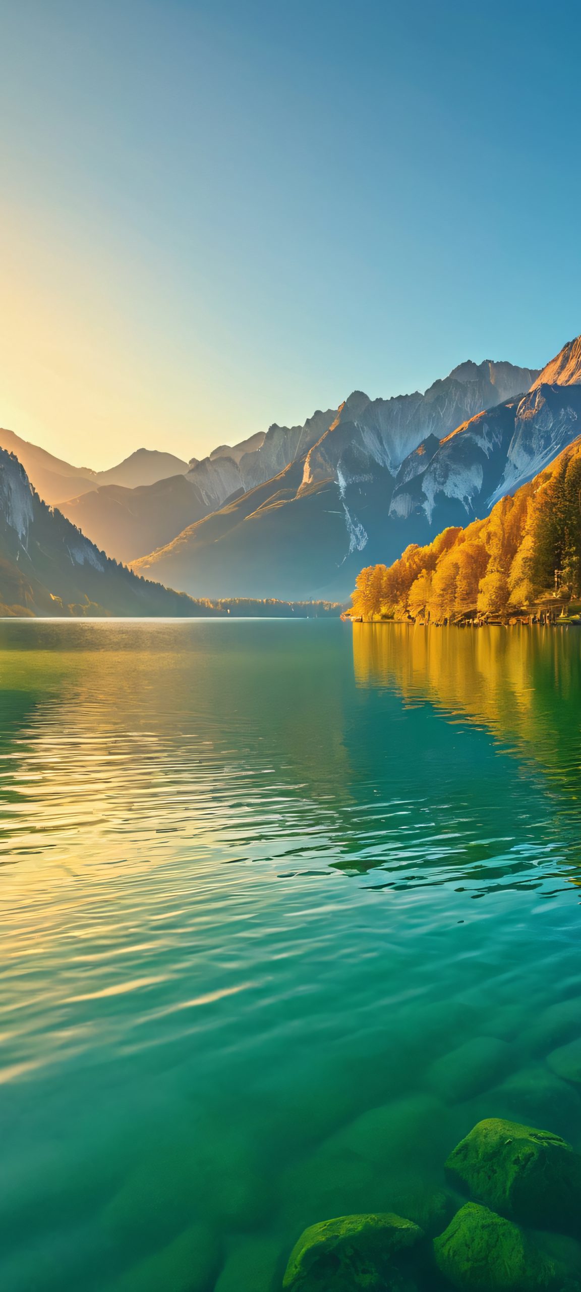 golden hour lake mountain landscape scaled