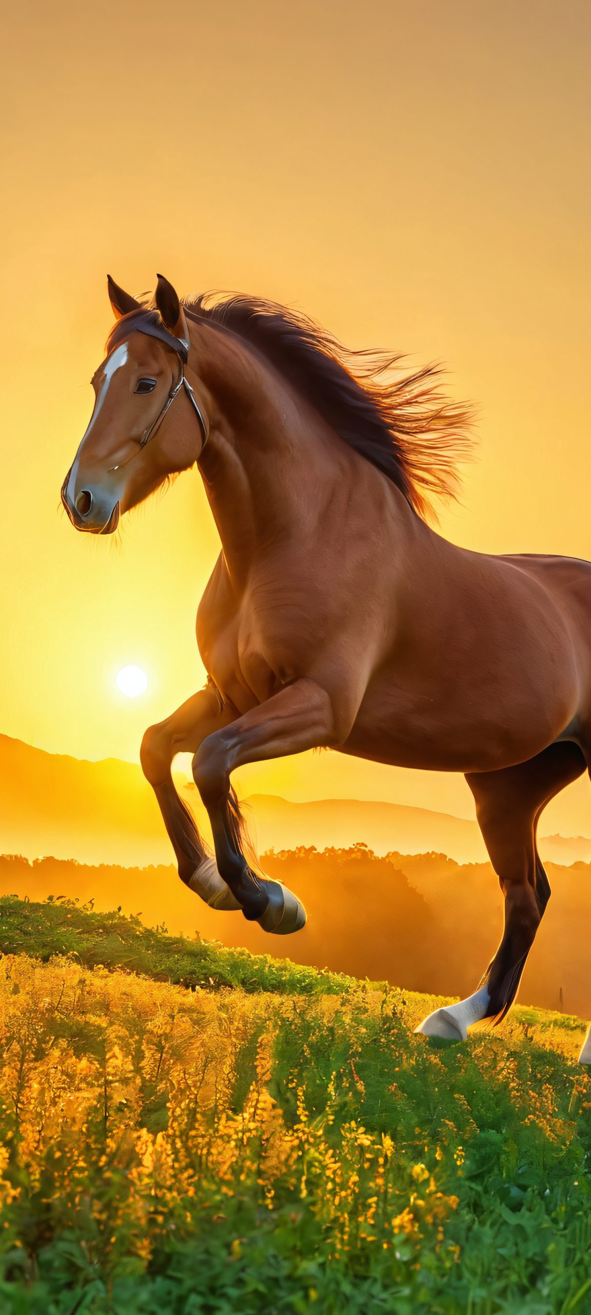 golden hour majesty horse nature realistic masterpiece scaled