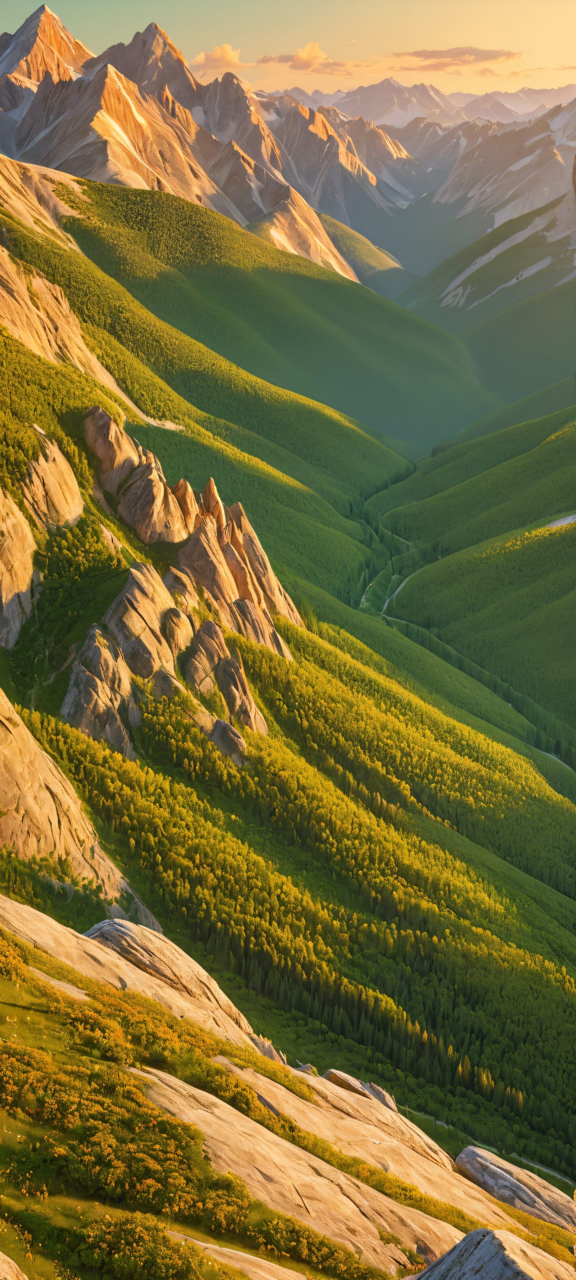 Breathtaking Rocky Mountain Range landscape at golden hour for iPhone and Android devices.