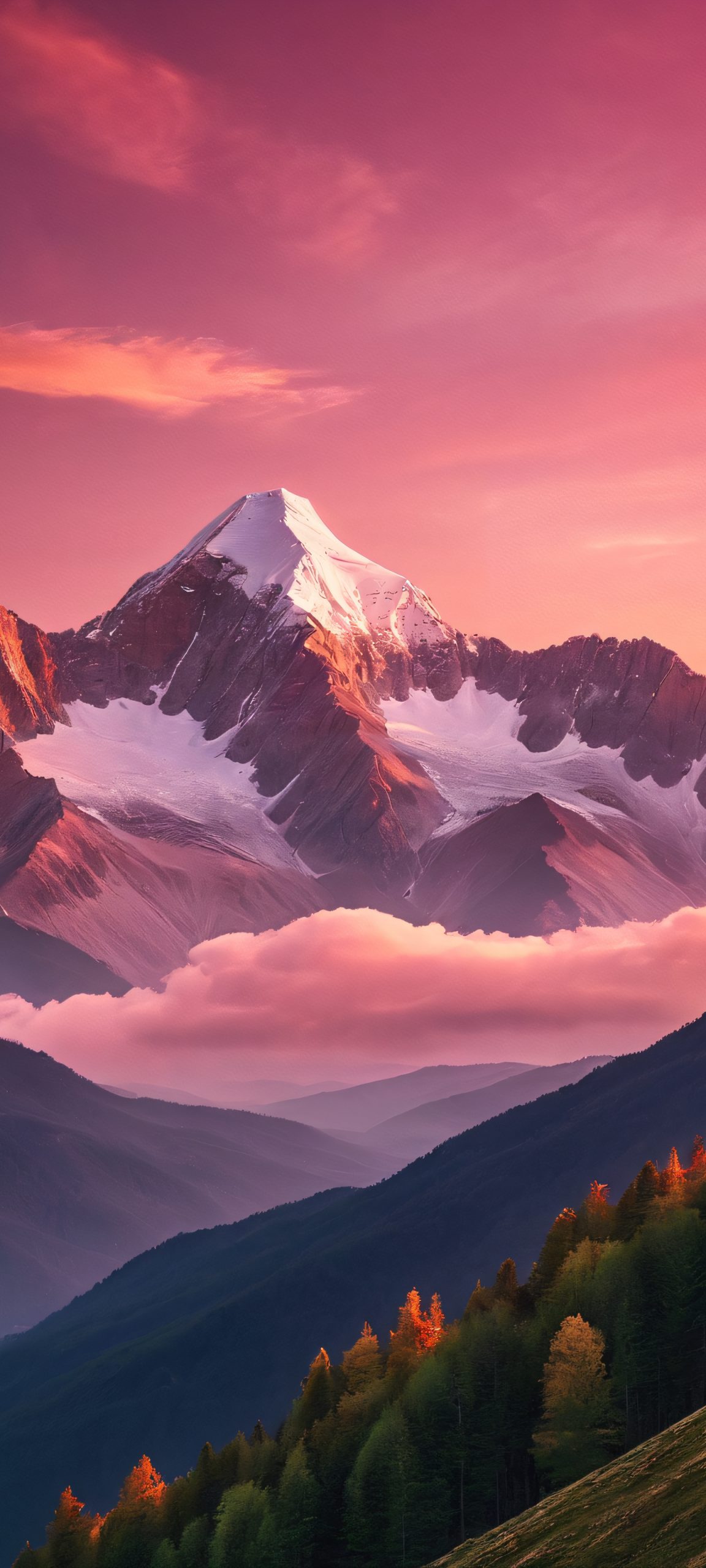 Golden Hour Serenity Lock Screen for iOS & Android A serene mountain landscape at golden hour, perfectly suited for iPhone/Android home screens.