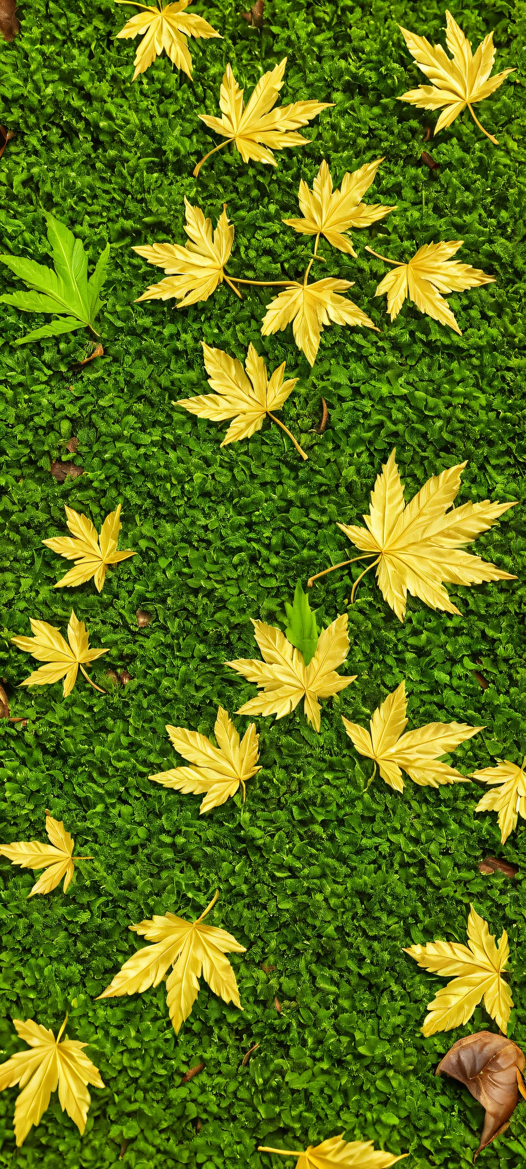 A serene forest floor scene featuring soft golden shafts and lush greenery, perfect for your iPhone or Android home screen.