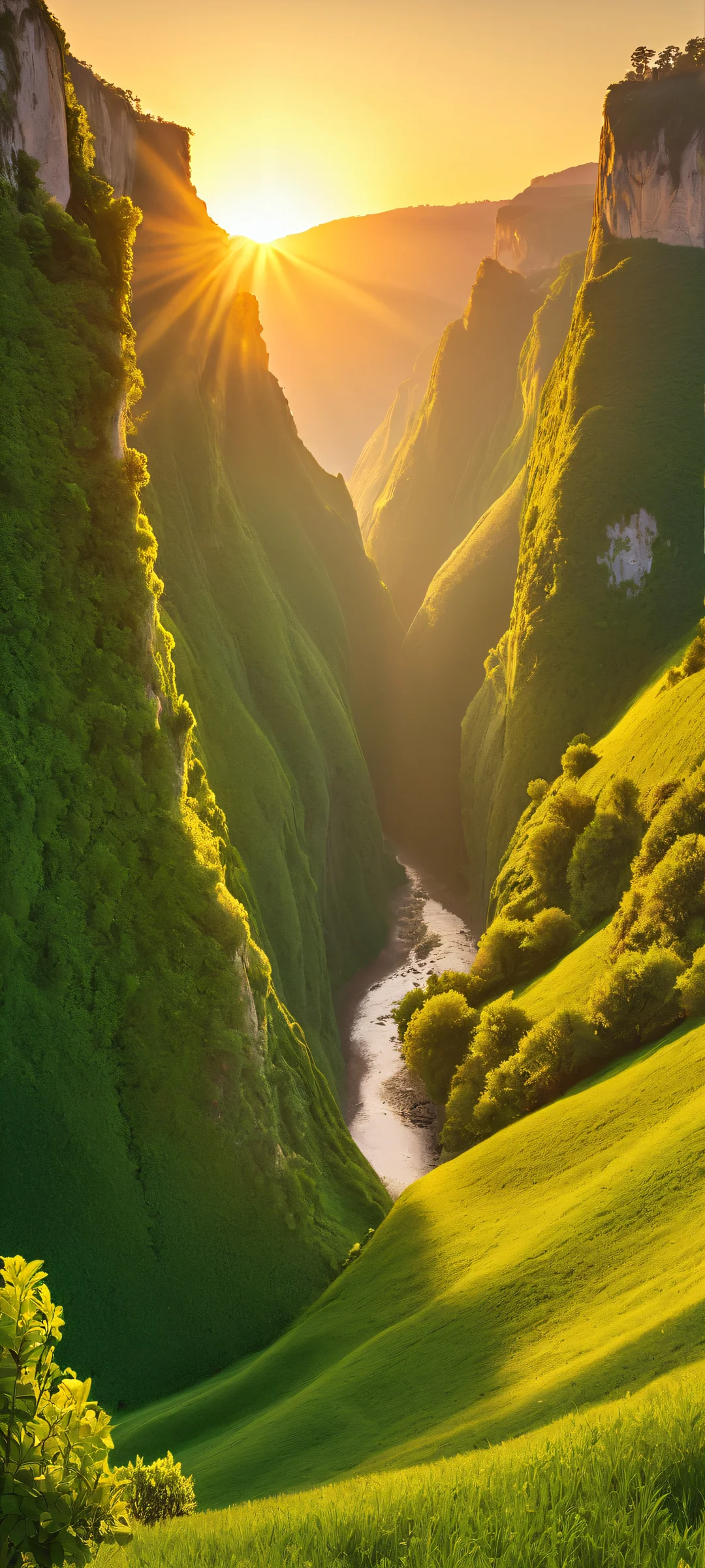 Breathtaking iPhone and Android mobile wallpaper of a stunning valley at sunset. Perfectly optimized for your home screen.