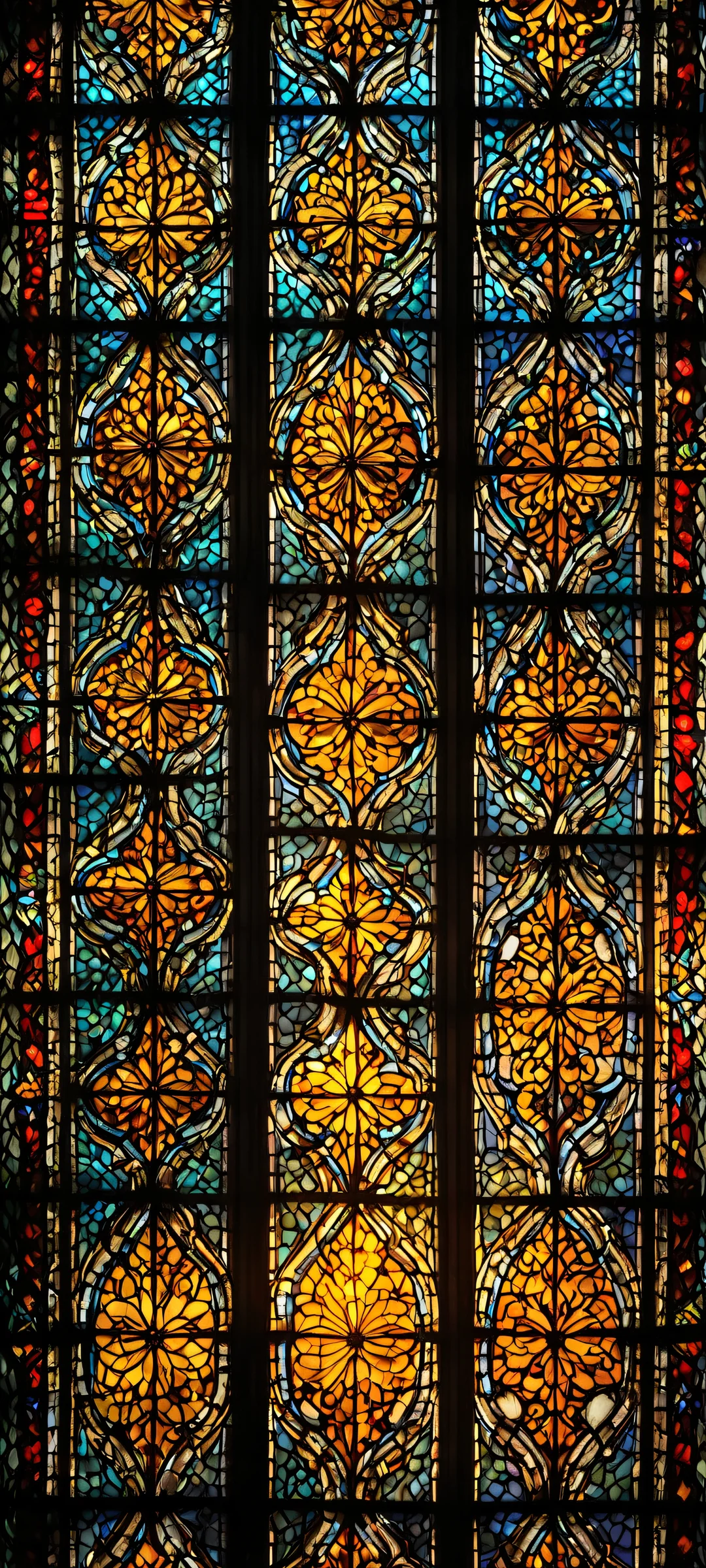 Gothic Masterpiece QHD Smartphone Background iPhone/Android users, behold! A stunning stained glass window masterpiece that exudes darkness and sentimentality.